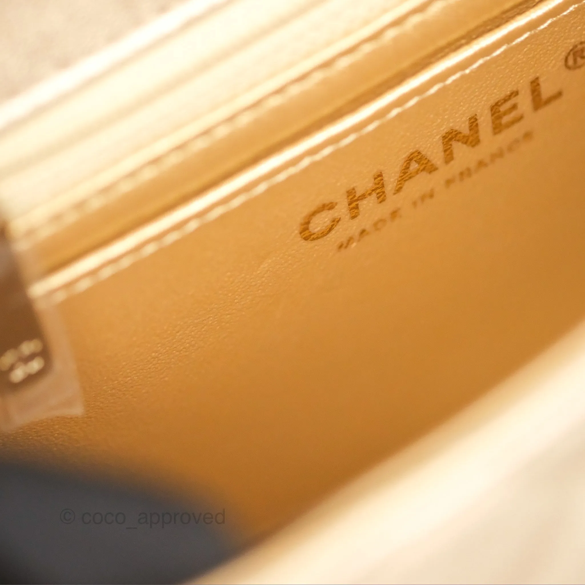 Chanel Quilted Mini Square Iridescent Gold Lambskin Gold Hardware 21P