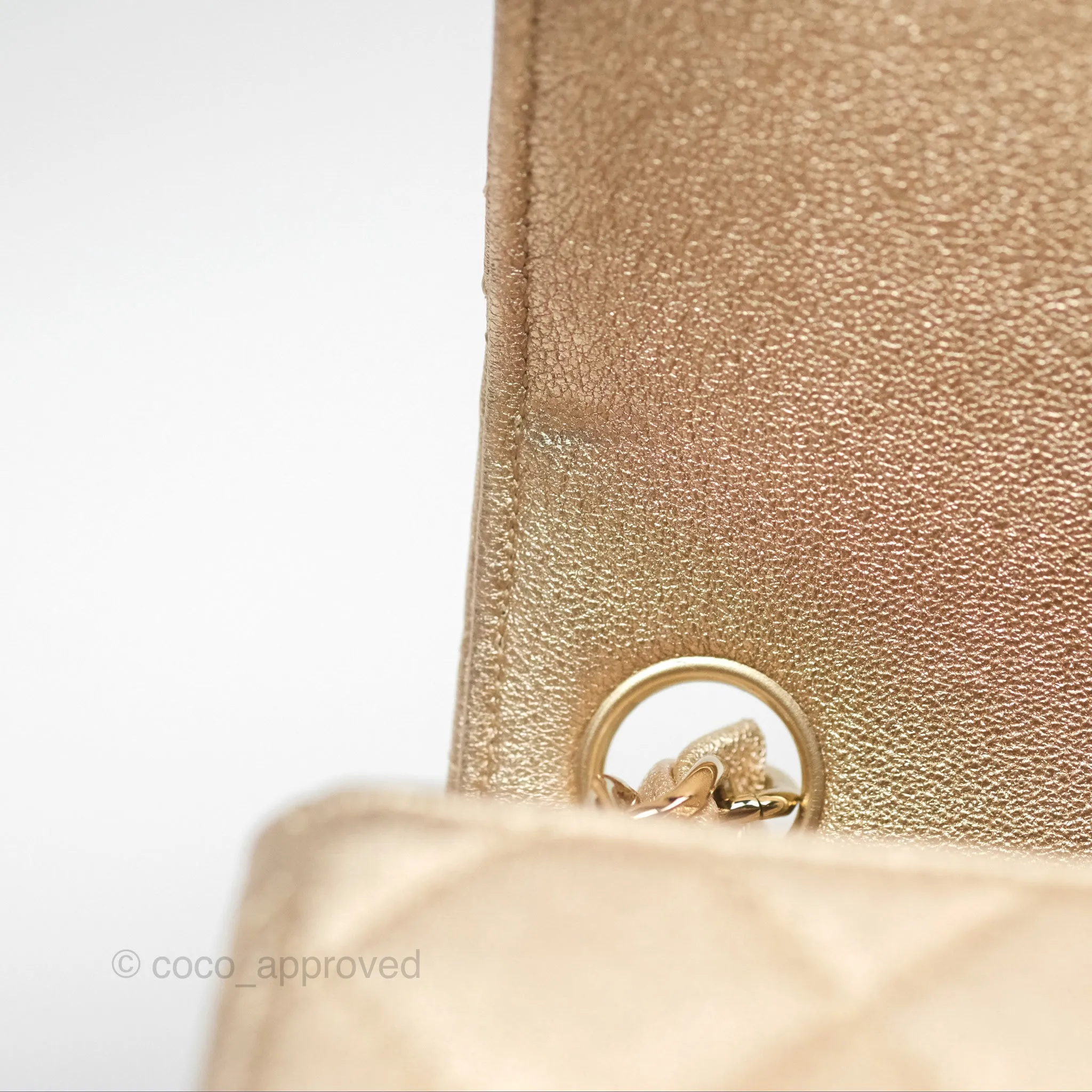 Chanel Quilted Mini Square Iridescent Gold Lambskin Gold Hardware 21P