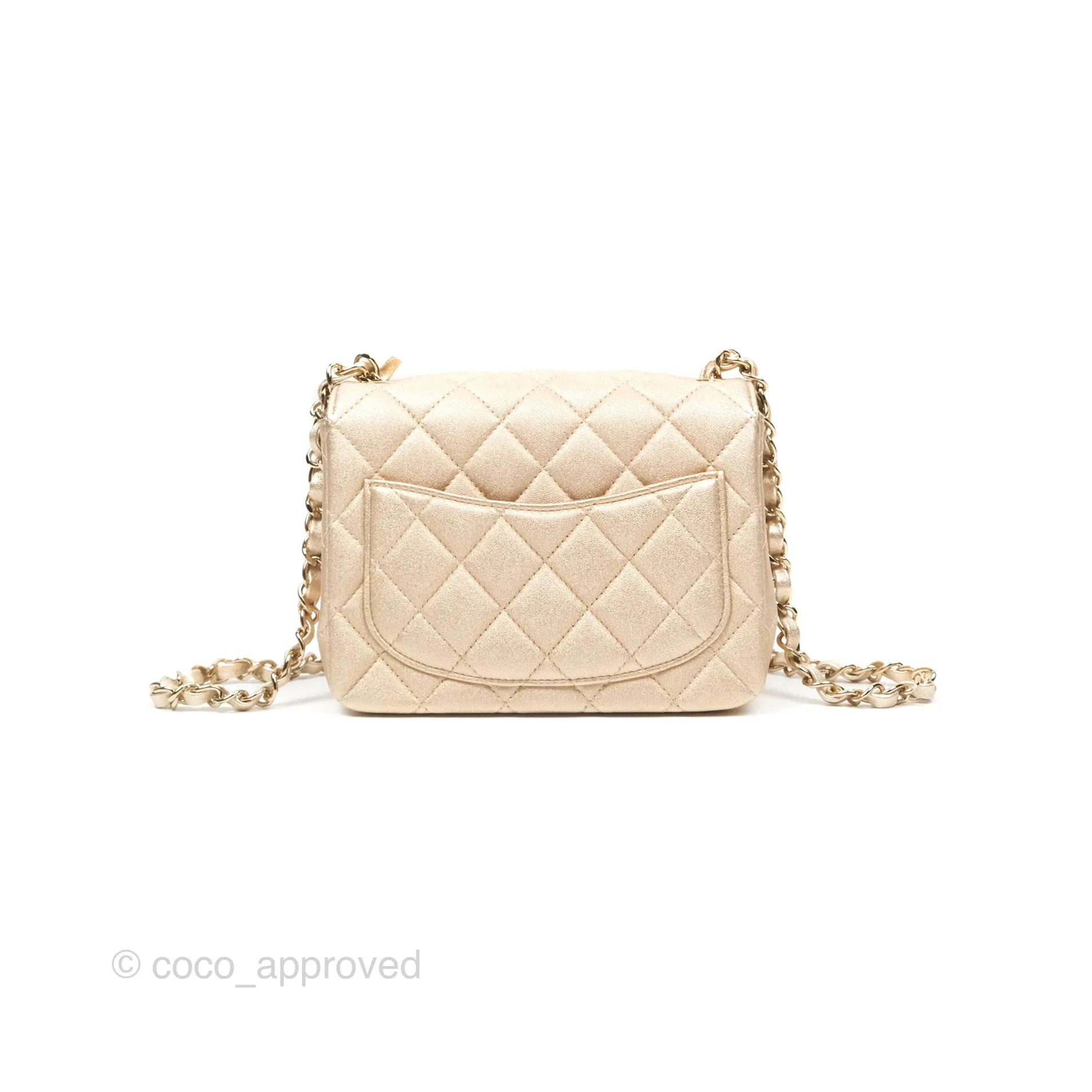 Chanel Quilted Mini Square Iridescent Gold Lambskin Gold Hardware 21P
