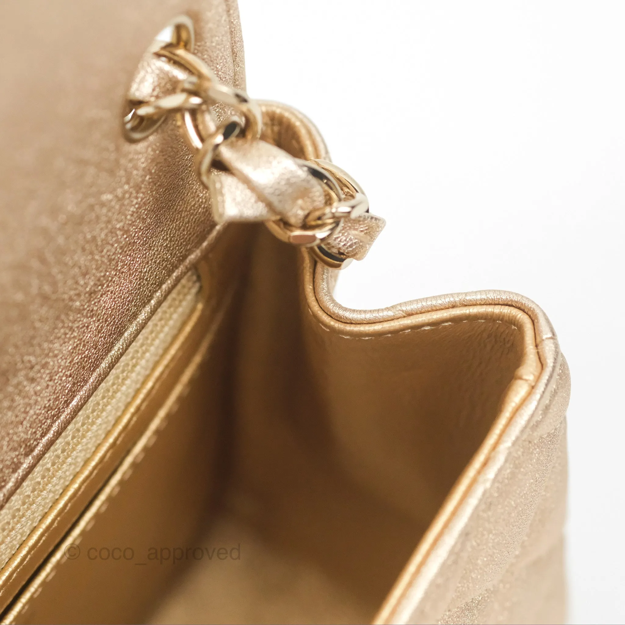 Chanel Quilted Mini Square Iridescent Gold Lambskin Gold Hardware 21P