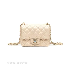 Chanel Quilted Mini Square Iridescent Gold Lambskin Gold Hardware 21P