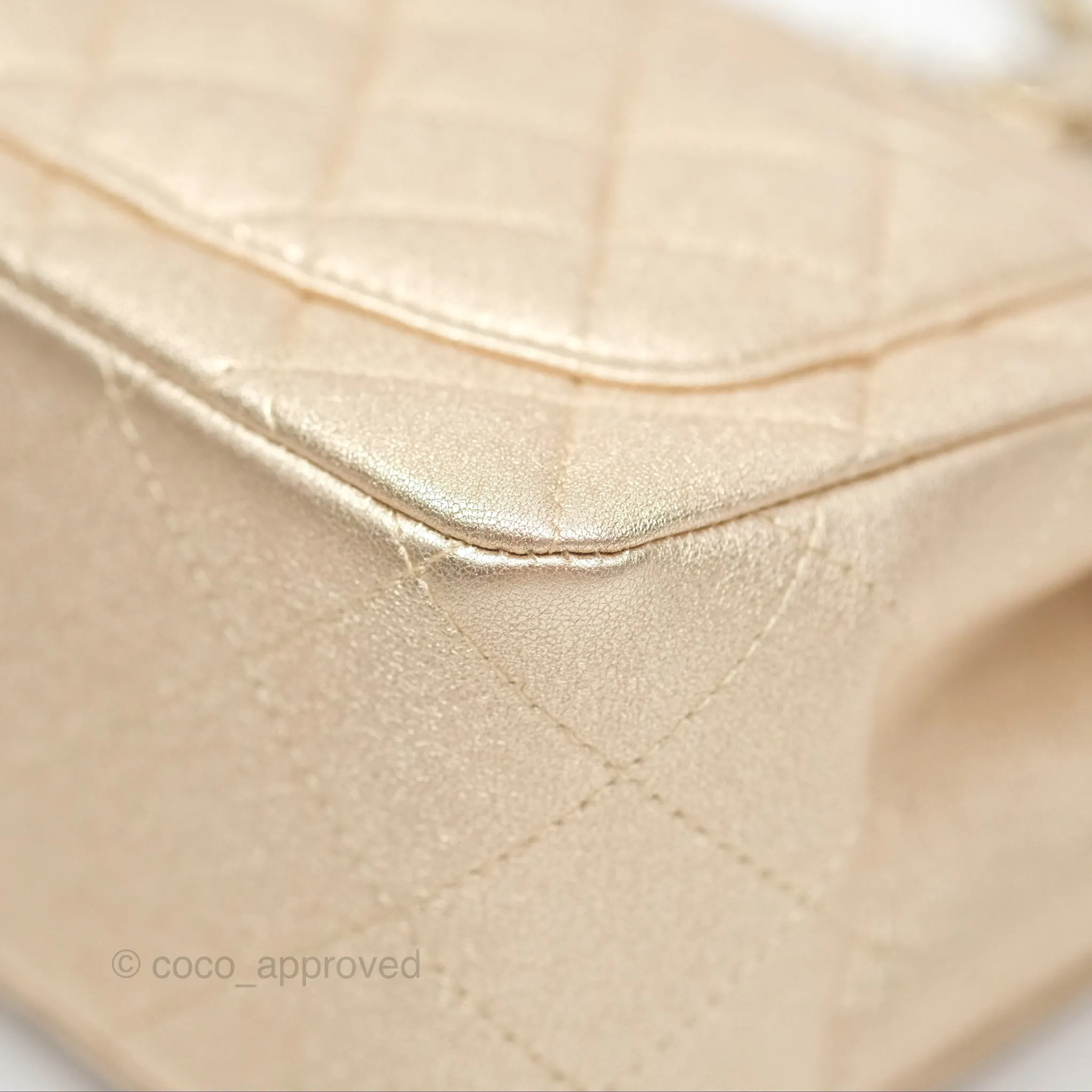 Chanel Quilted Mini Square Iridescent Gold Lambskin Gold Hardware 21P