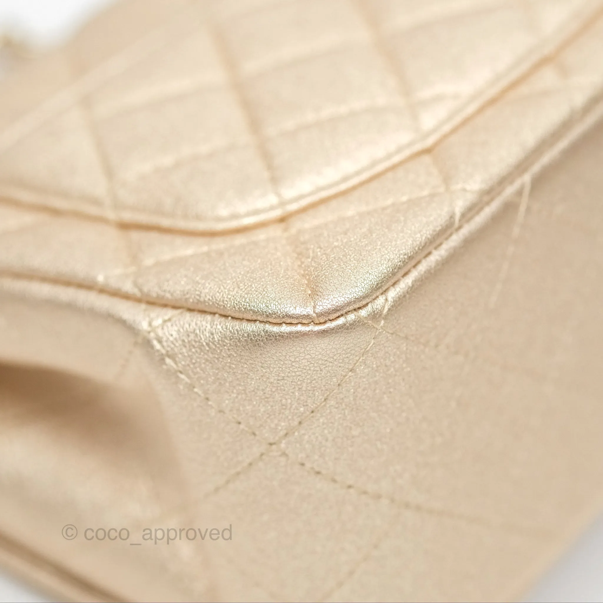 Chanel Quilted Mini Square Iridescent Gold Lambskin Gold Hardware 21P
