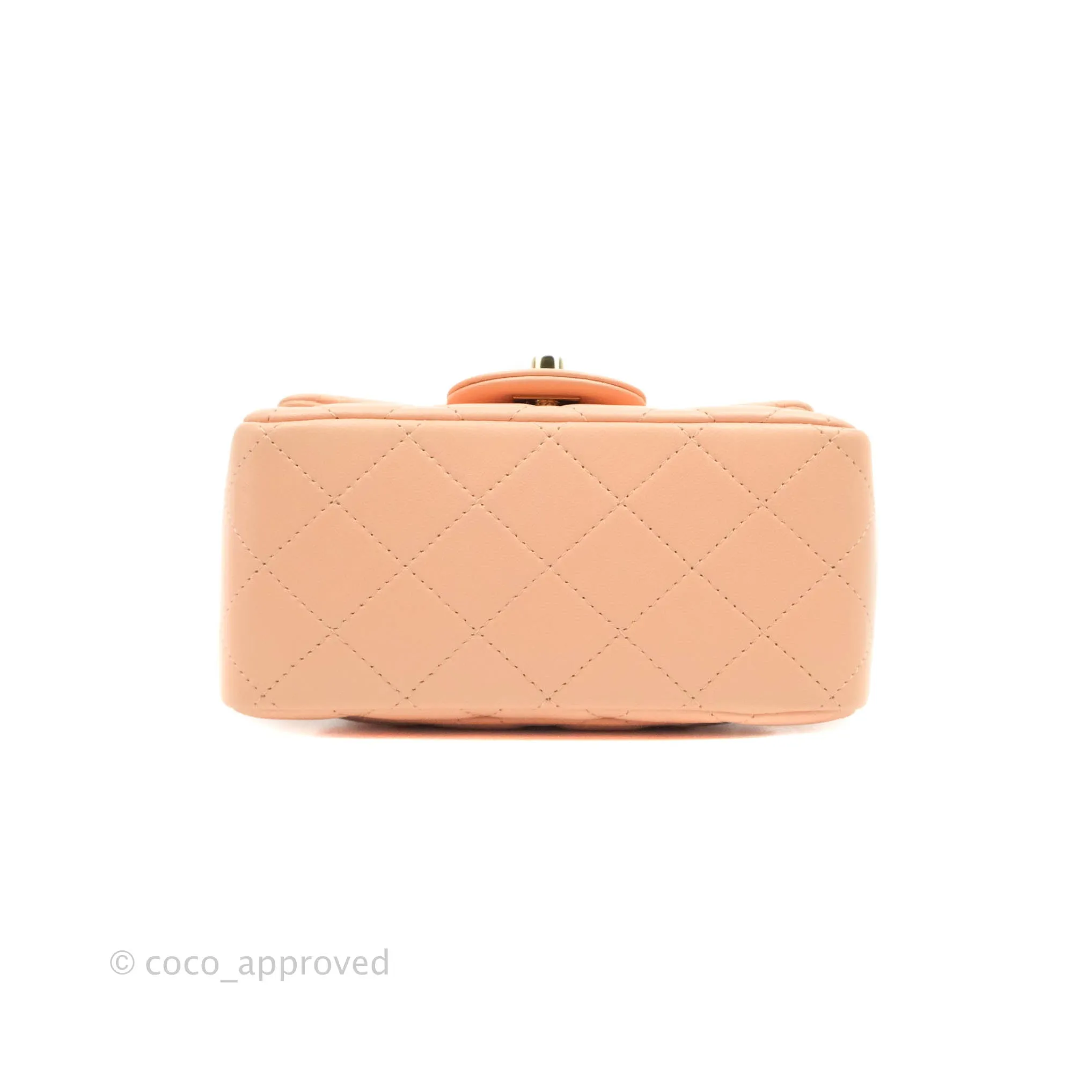 Chanel Quilted Mini Square Light Beige Pink Lambskin Gold Hardware