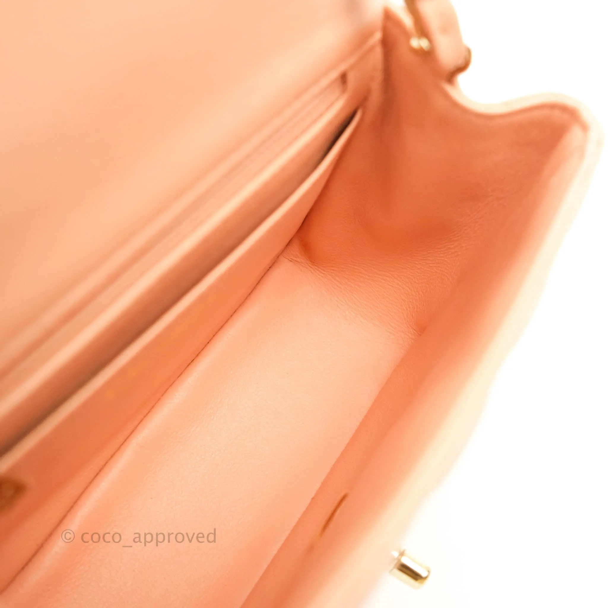 Chanel Quilted Mini Square Light Beige Pink Lambskin Gold Hardware
