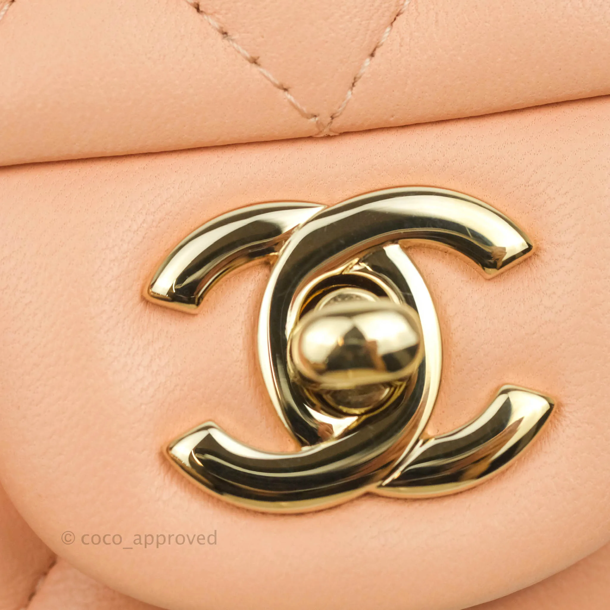 Chanel Quilted Mini Square Light Beige Pink Lambskin Gold Hardware