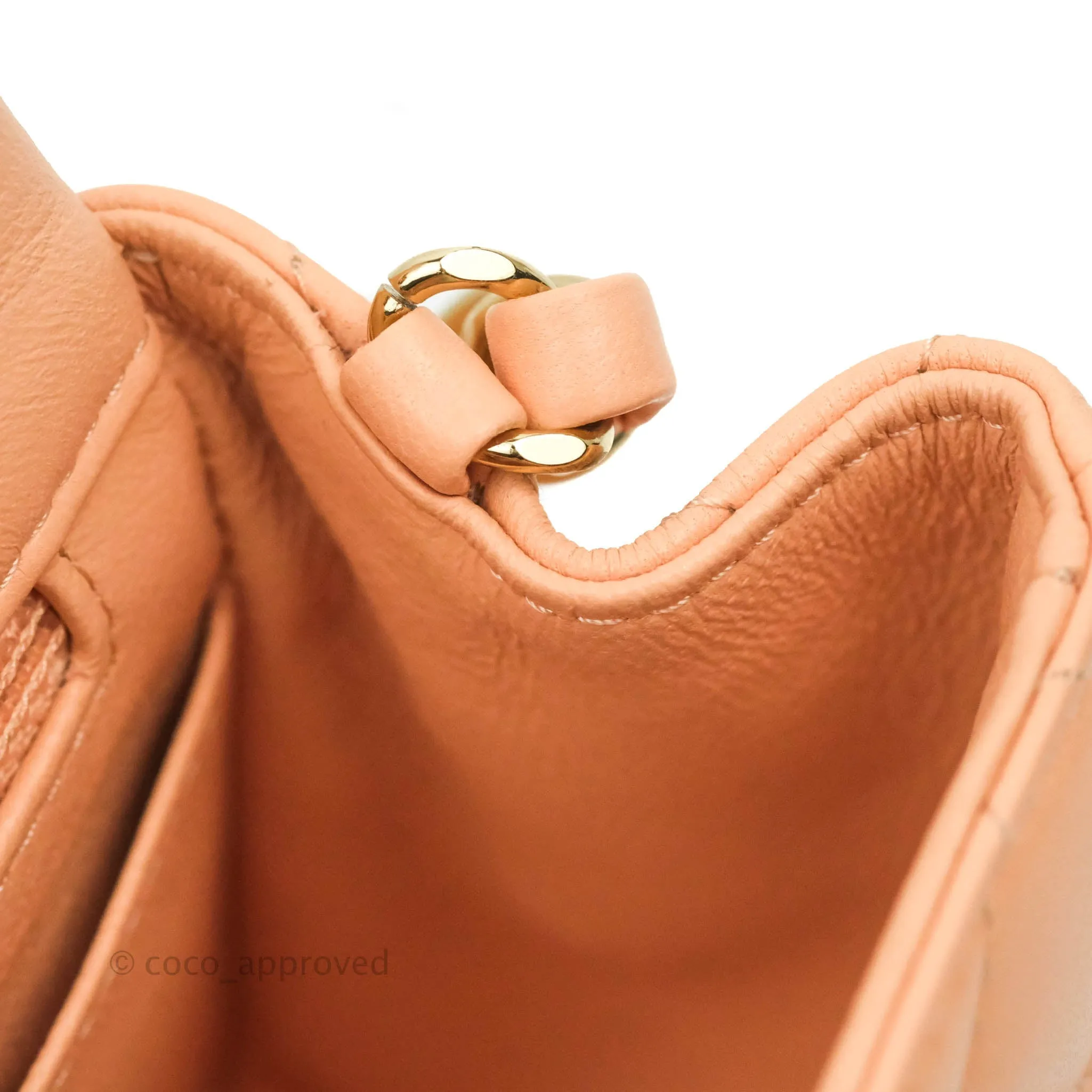Chanel Quilted Mini Square Light Beige Pink Lambskin Gold Hardware