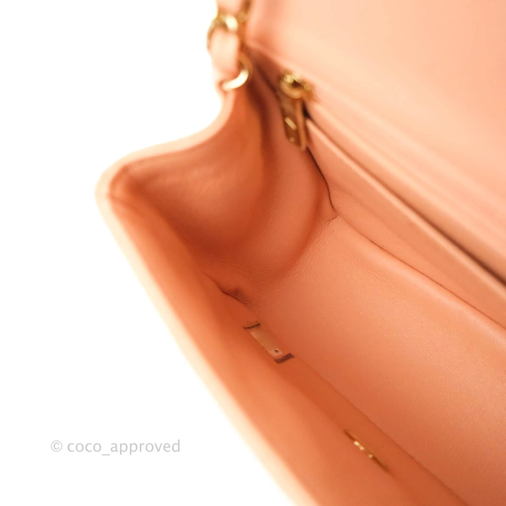 Chanel Quilted Mini Square Light Beige Pink Lambskin Gold Hardware