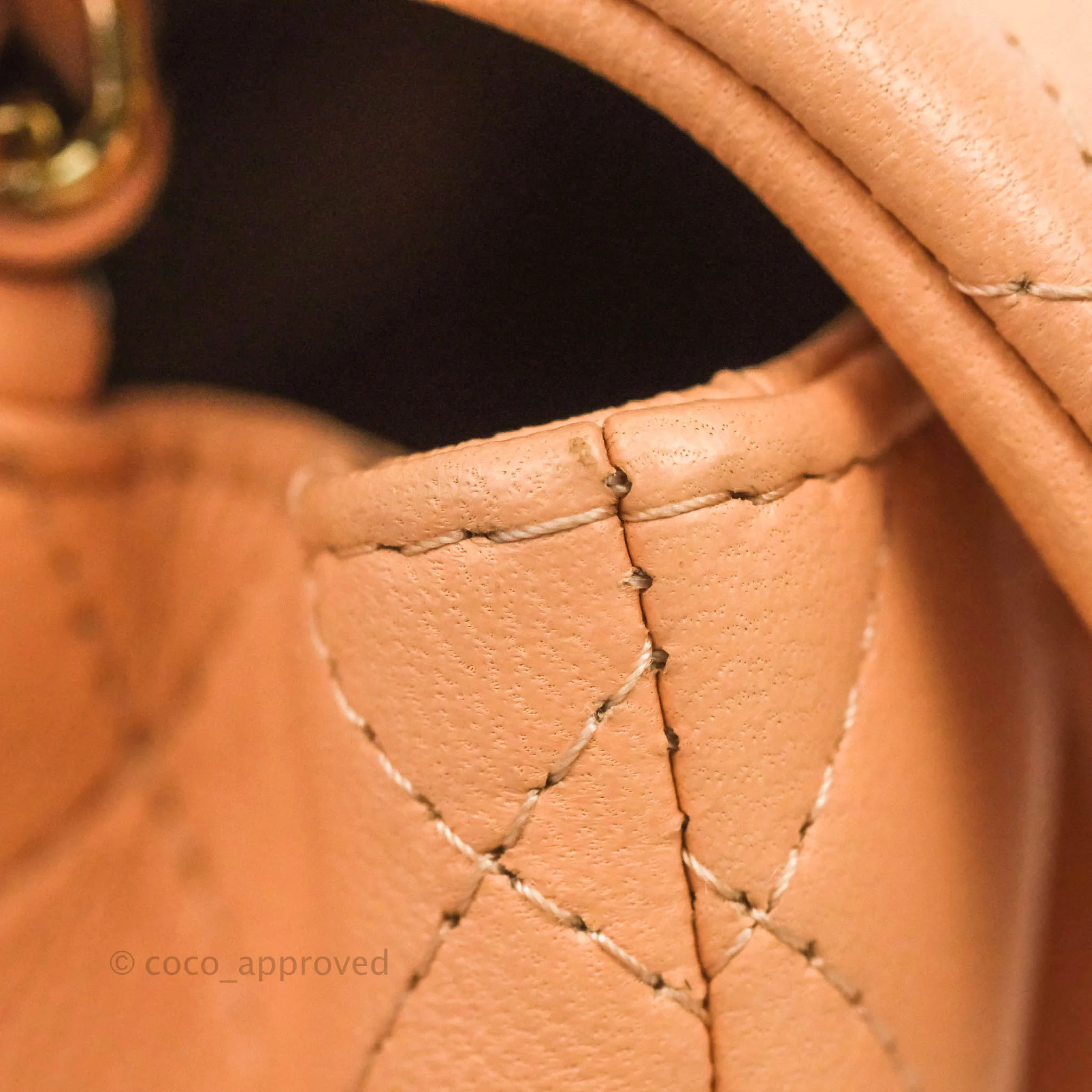 Chanel Quilted Mini Square Light Beige Pink Lambskin Gold Hardware