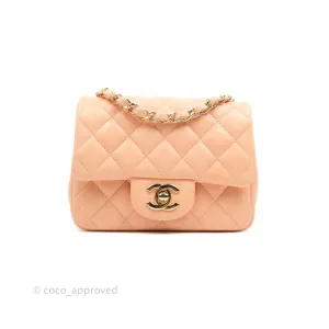 Chanel Quilted Mini Square Light Beige Pink Lambskin Gold Hardware