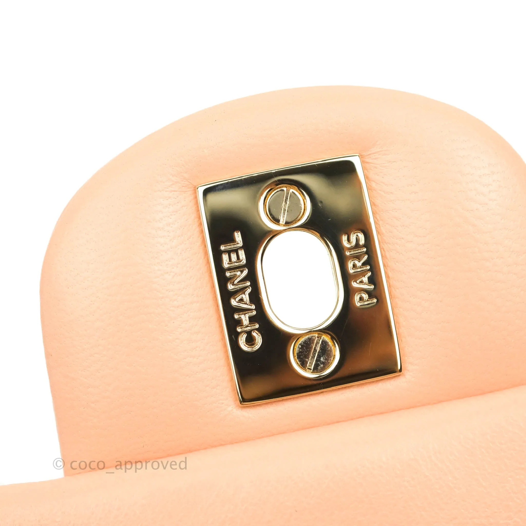 Chanel Quilted Mini Square Light Beige Pink Lambskin Gold Hardware