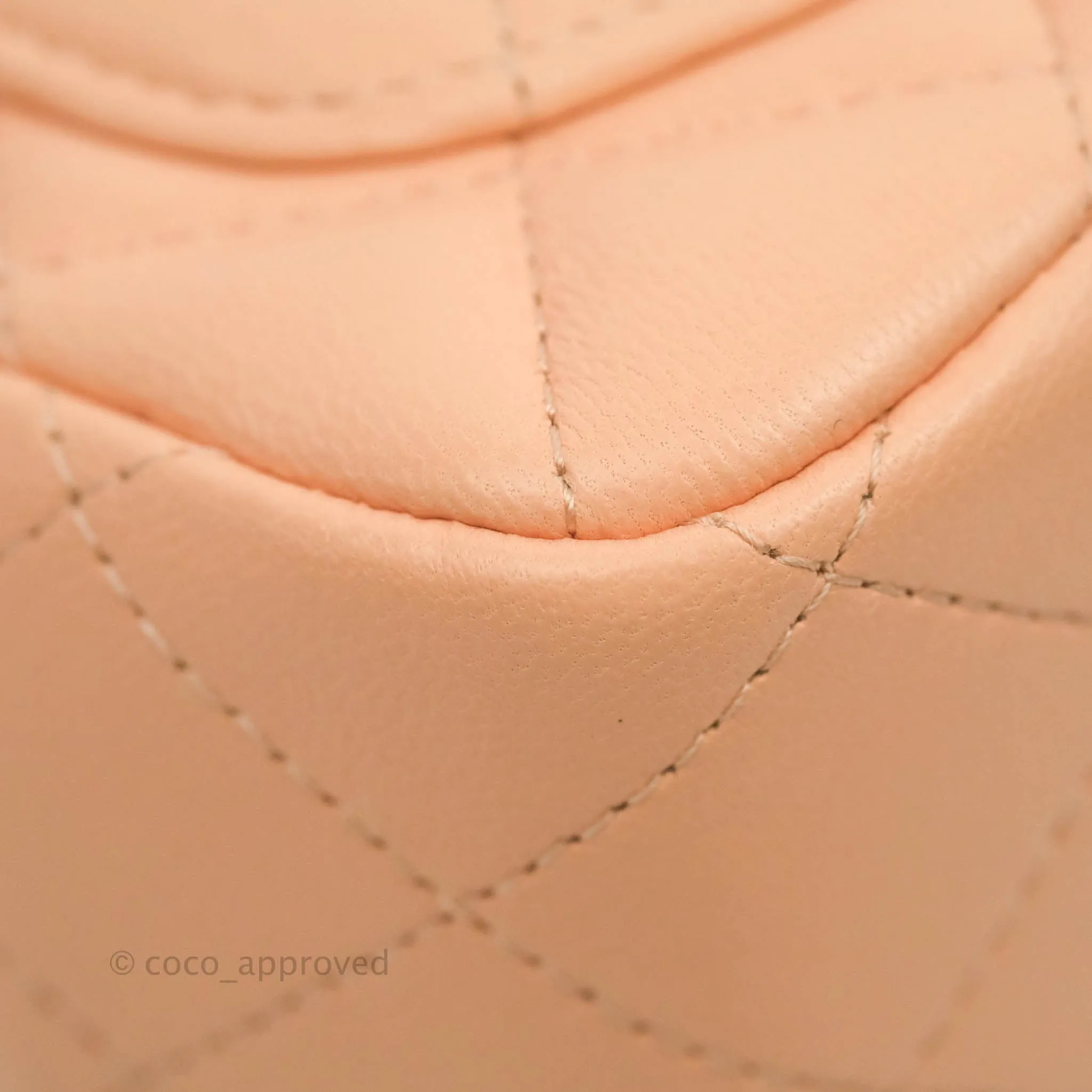 Chanel Quilted Mini Square Light Beige Pink Lambskin Gold Hardware