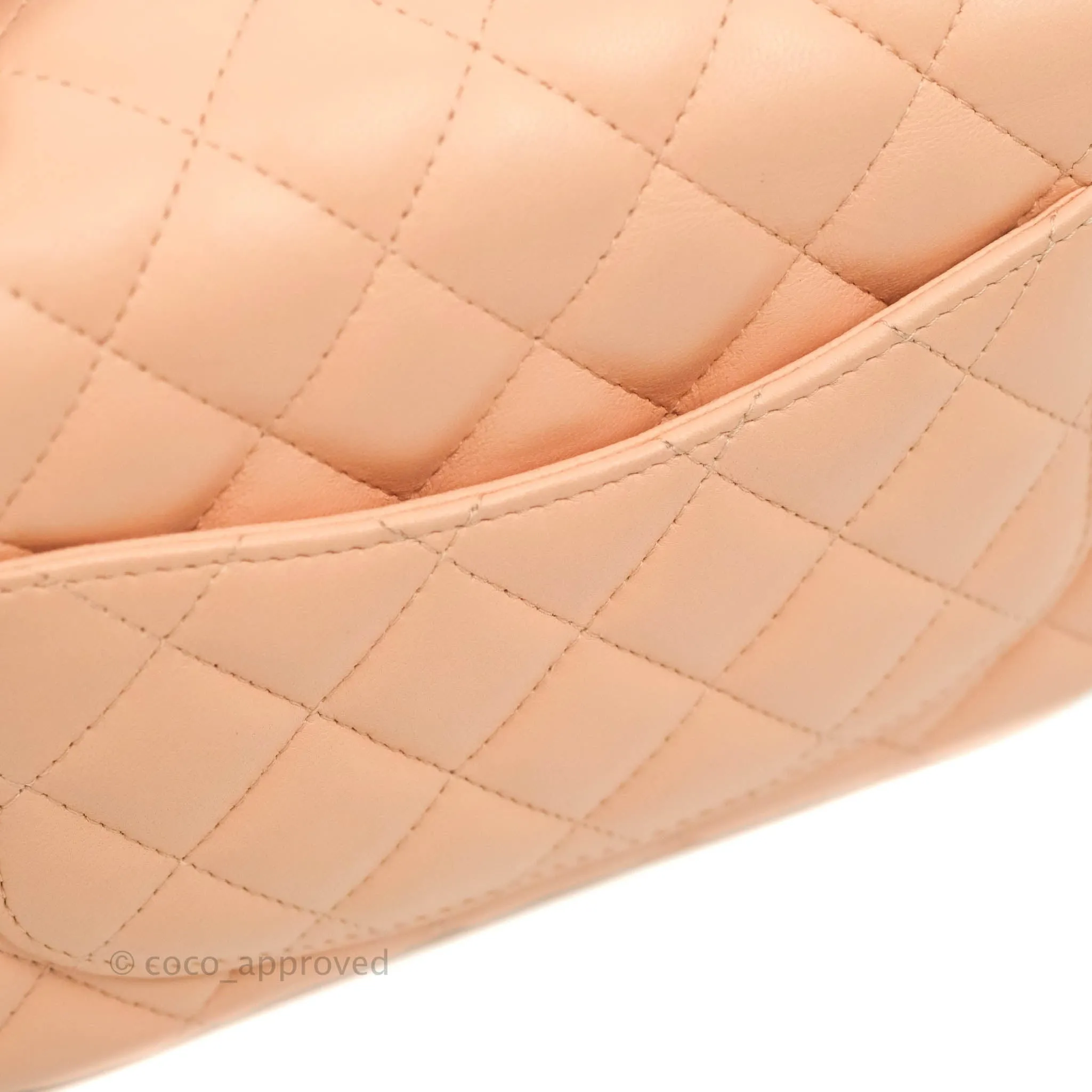 Chanel Quilted Mini Square Light Beige Pink Lambskin Gold Hardware