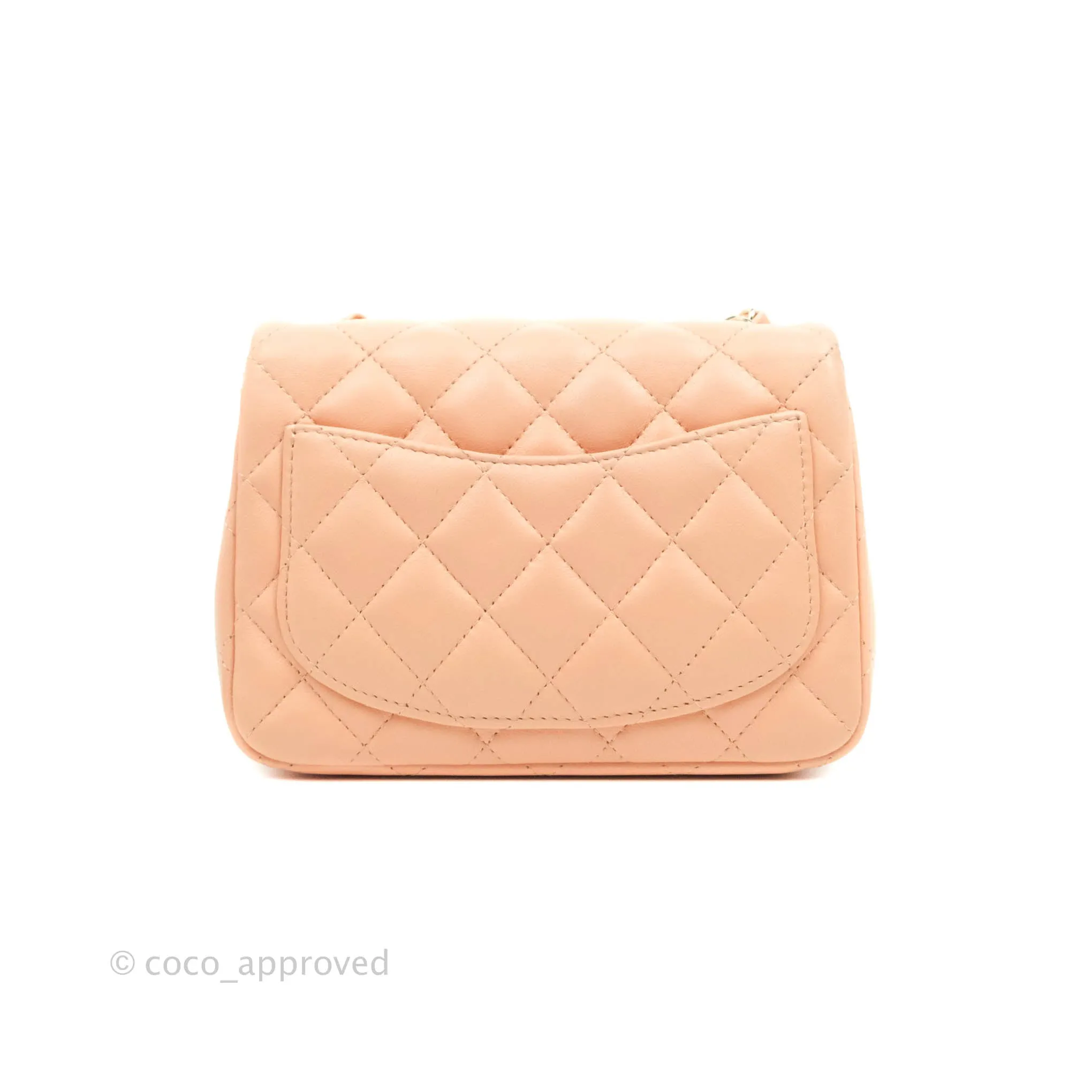 Chanel Quilted Mini Square Light Beige Pink Lambskin Gold Hardware