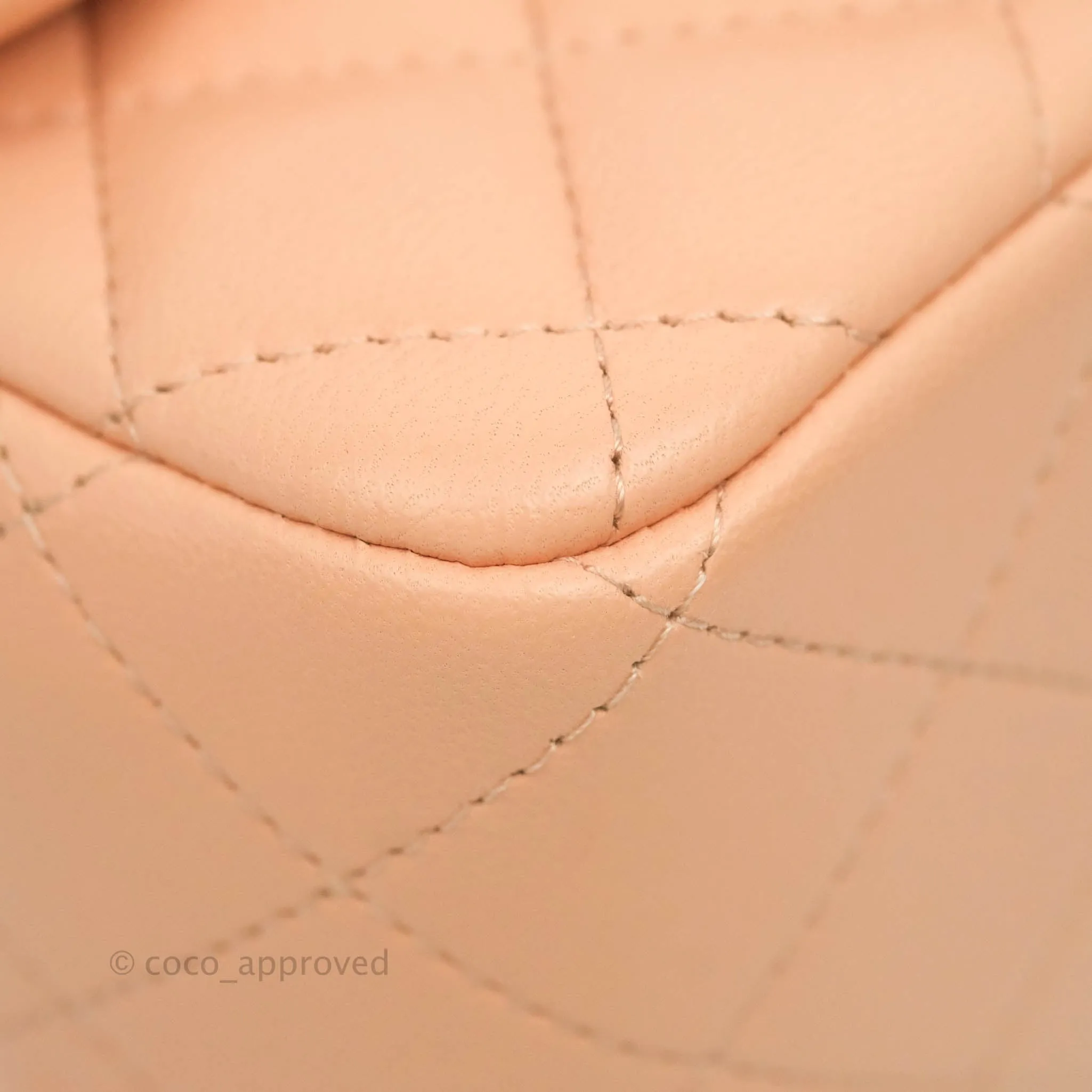 Chanel Quilted Mini Square Light Beige Pink Lambskin Gold Hardware