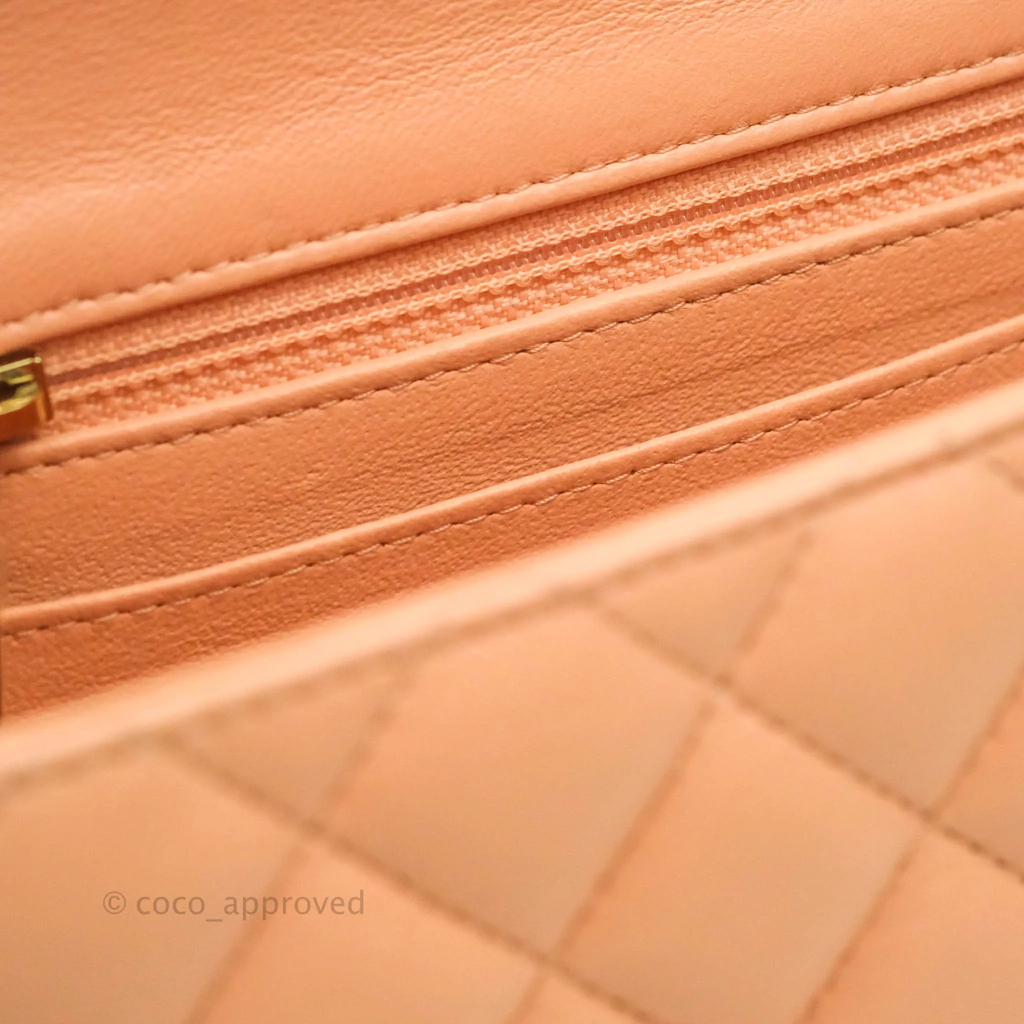 Chanel Quilted Mini Square Light Beige Pink Lambskin Gold Hardware