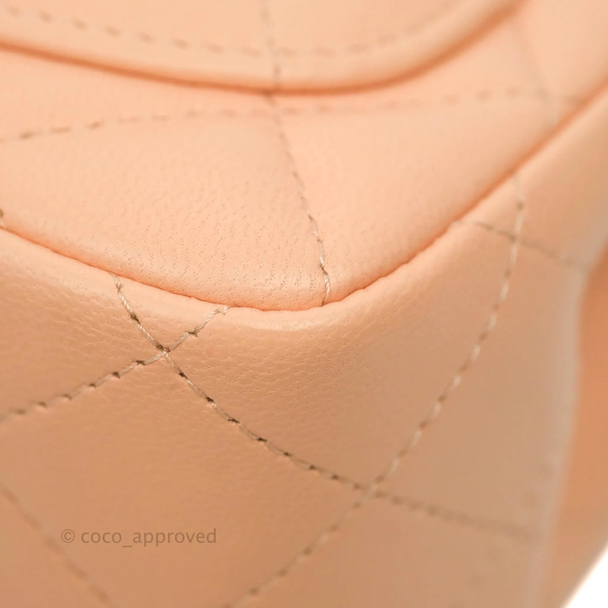 Chanel Quilted Mini Square Light Beige Pink Lambskin Gold Hardware