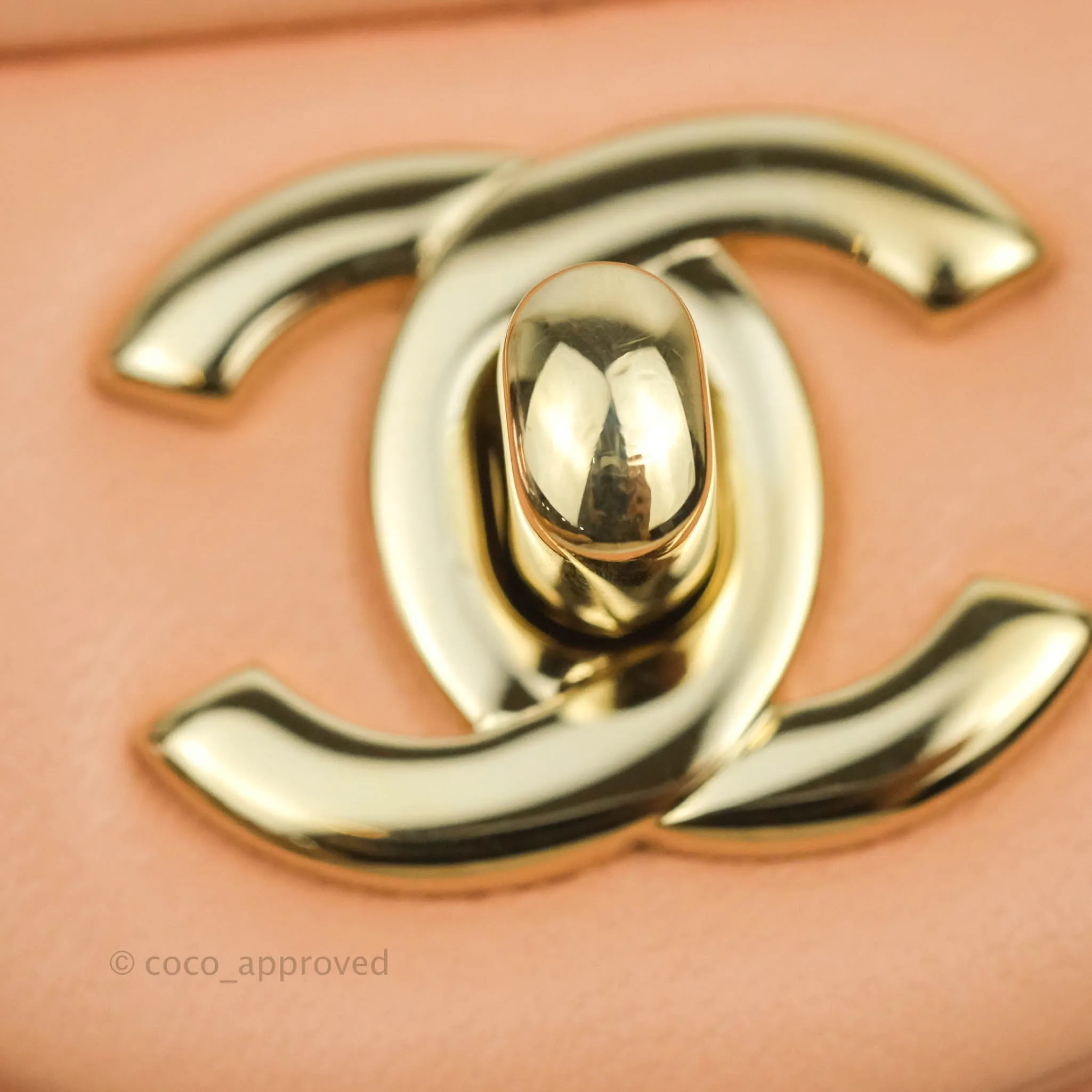 Chanel Quilted Mini Square Light Beige Pink Lambskin Gold Hardware