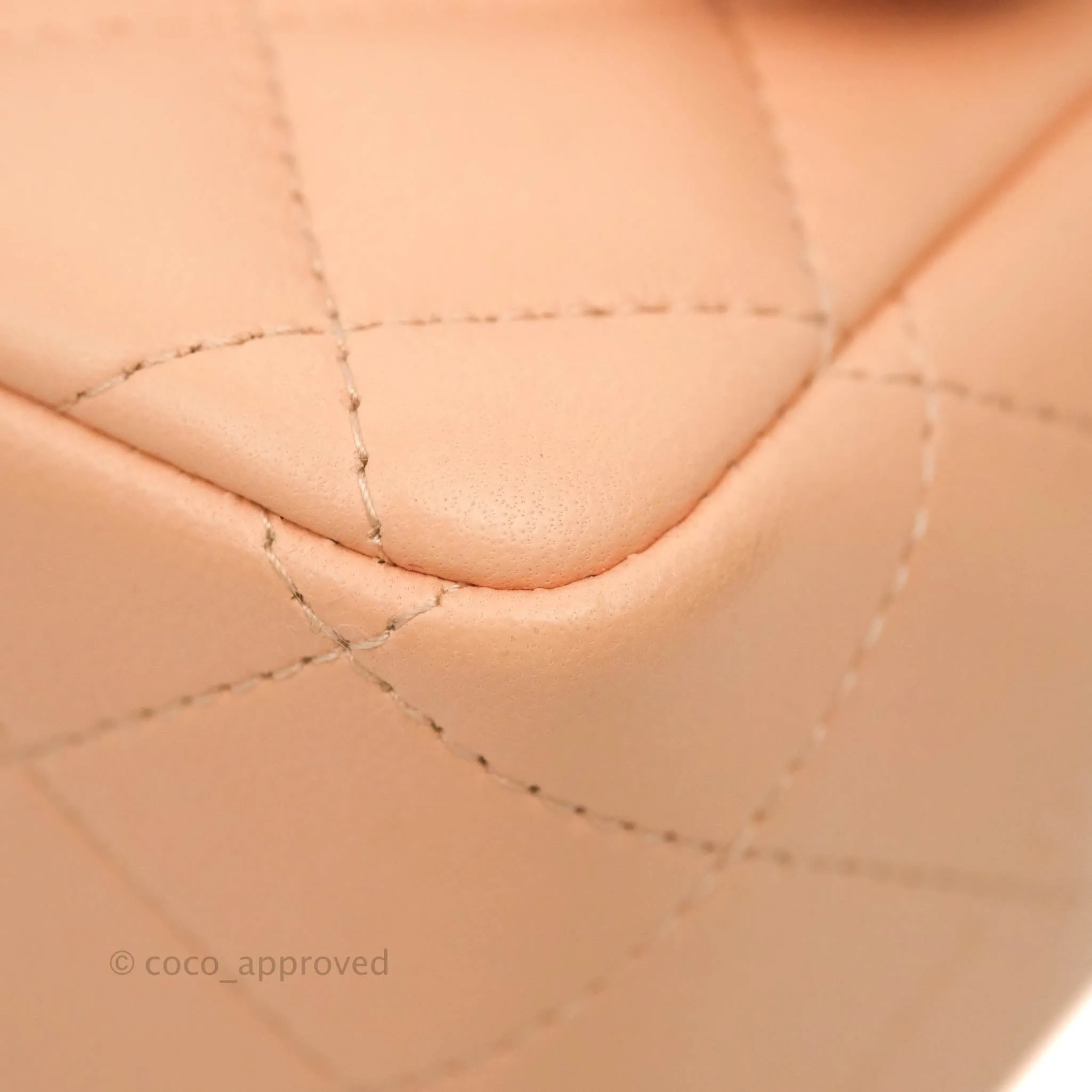Chanel Quilted Mini Square Light Beige Pink Lambskin Gold Hardware