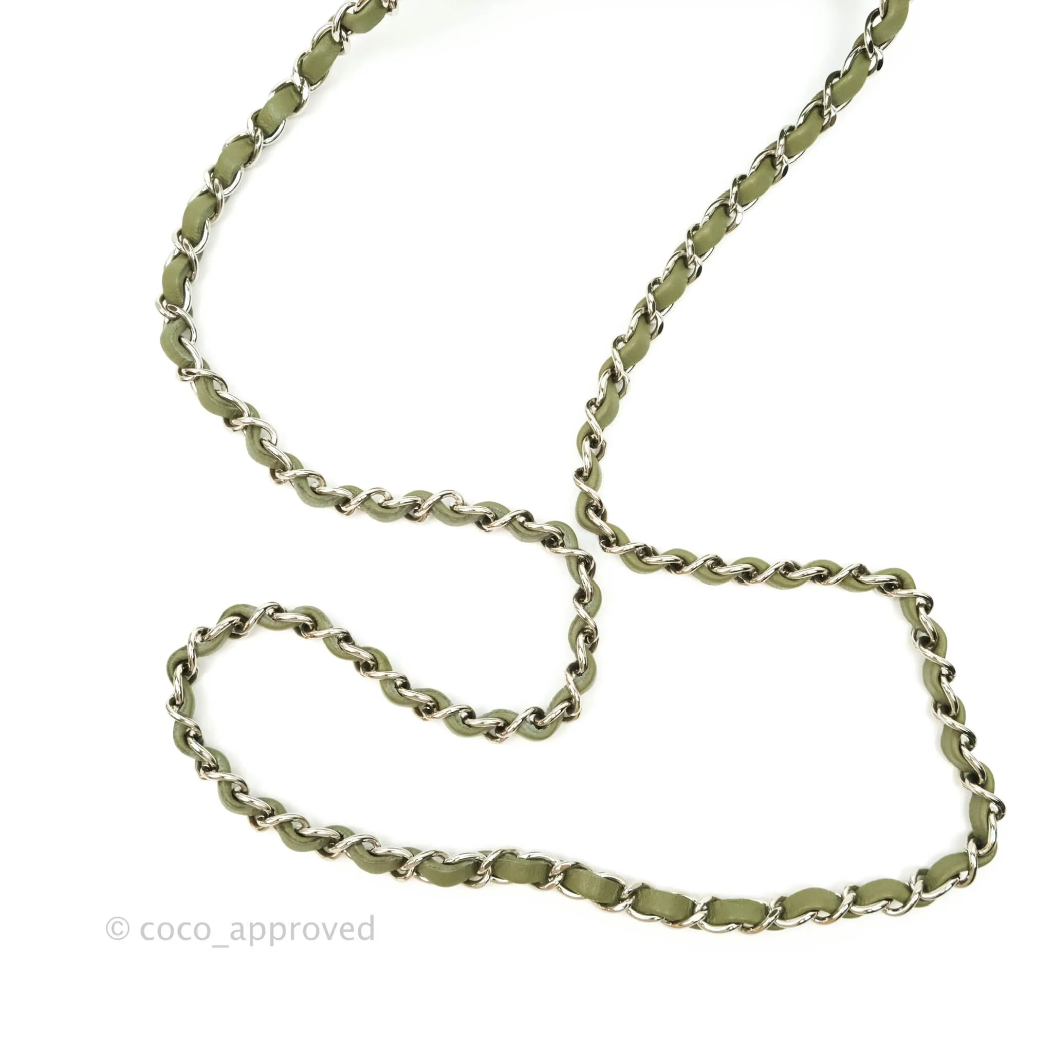 Chanel Quilted Mini Square Olive Green Lambskin Silver Hardware 21B