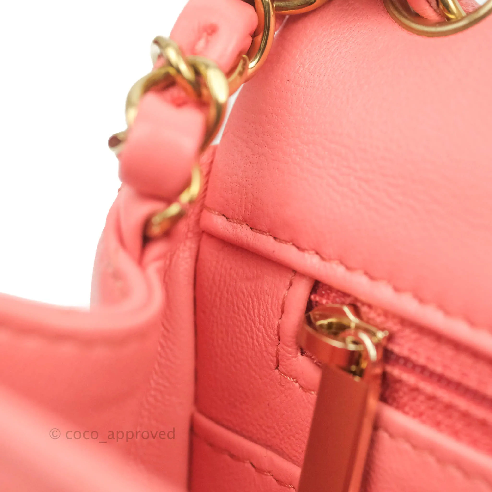 Chanel Quilted Mini Square Pink Lambskin Gold Hardware