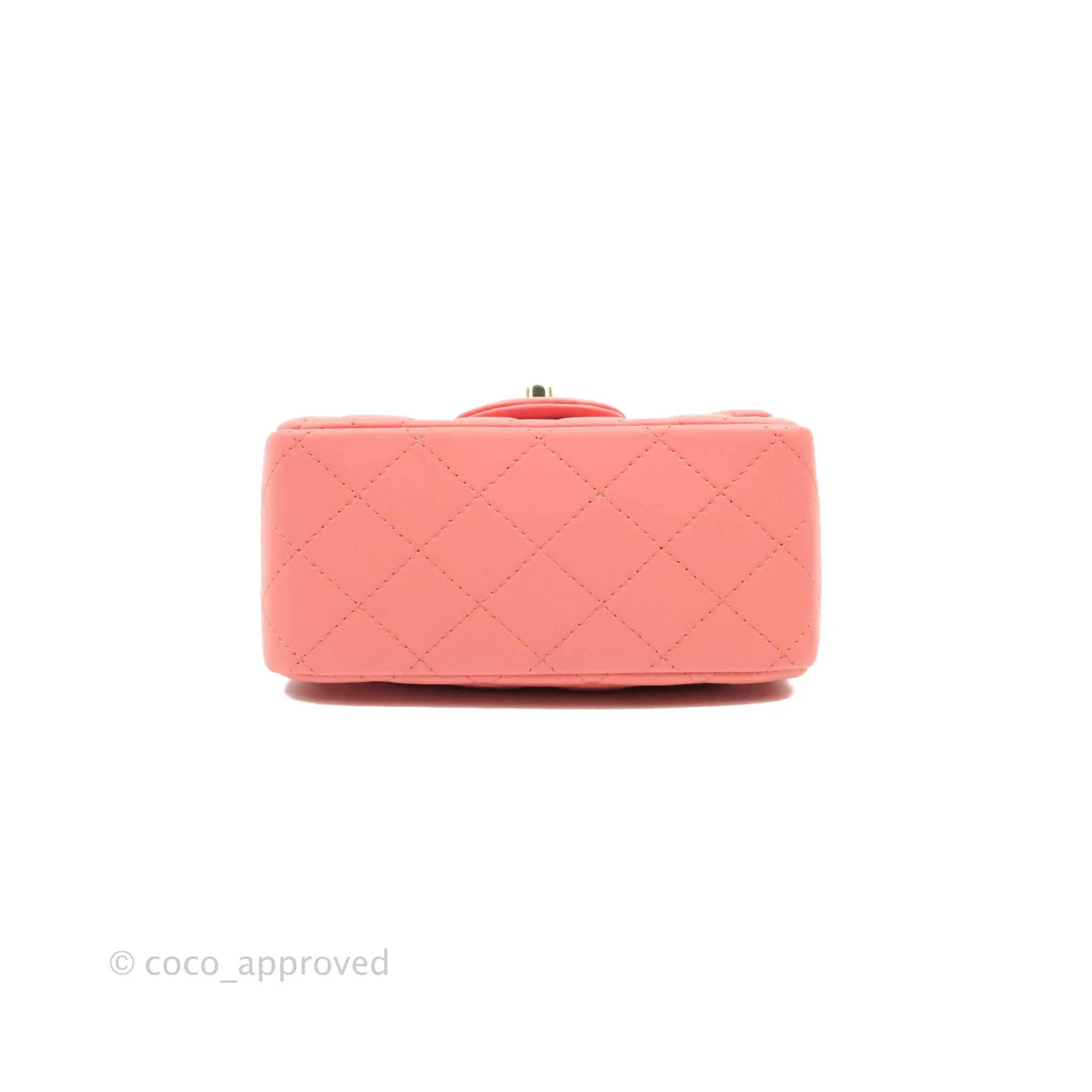 Chanel Quilted Mini Square Pink Lambskin Gold Hardware