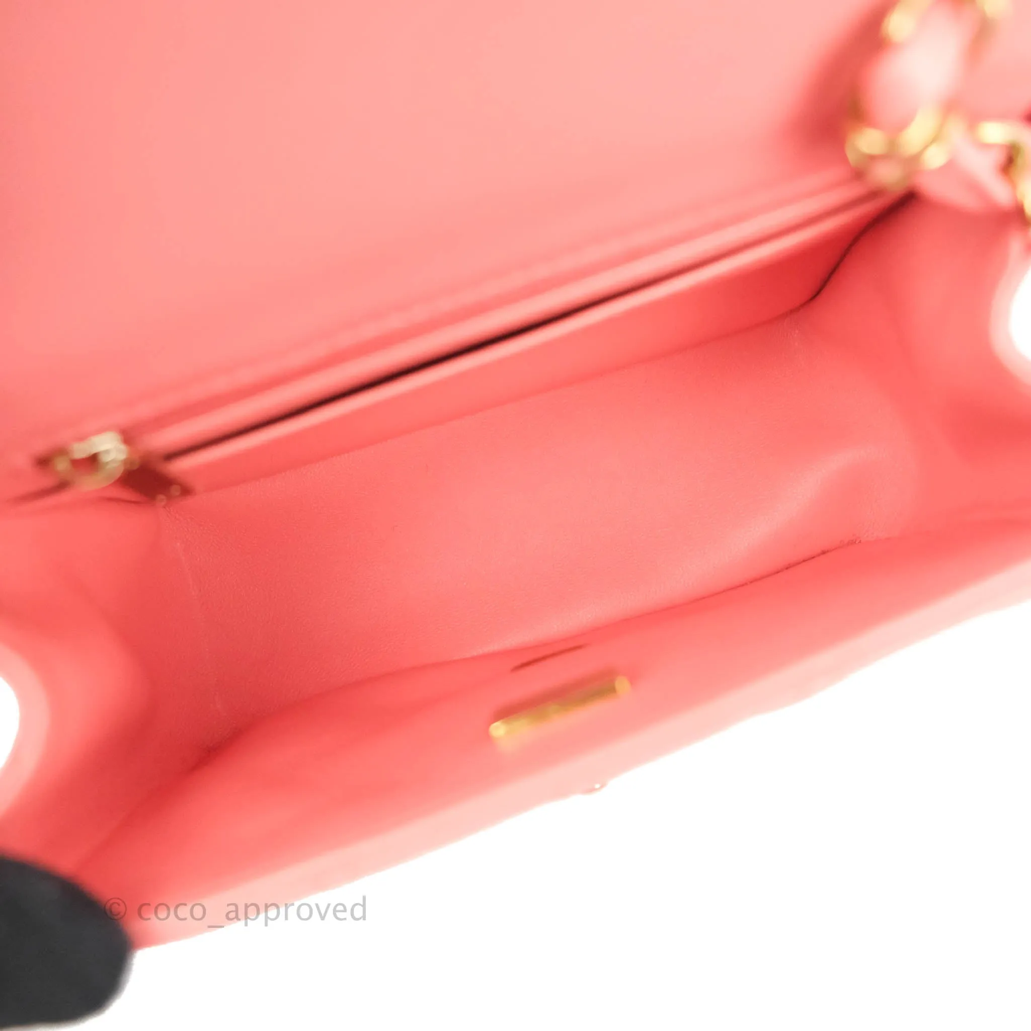 Chanel Quilted Mini Square Pink Lambskin Gold Hardware