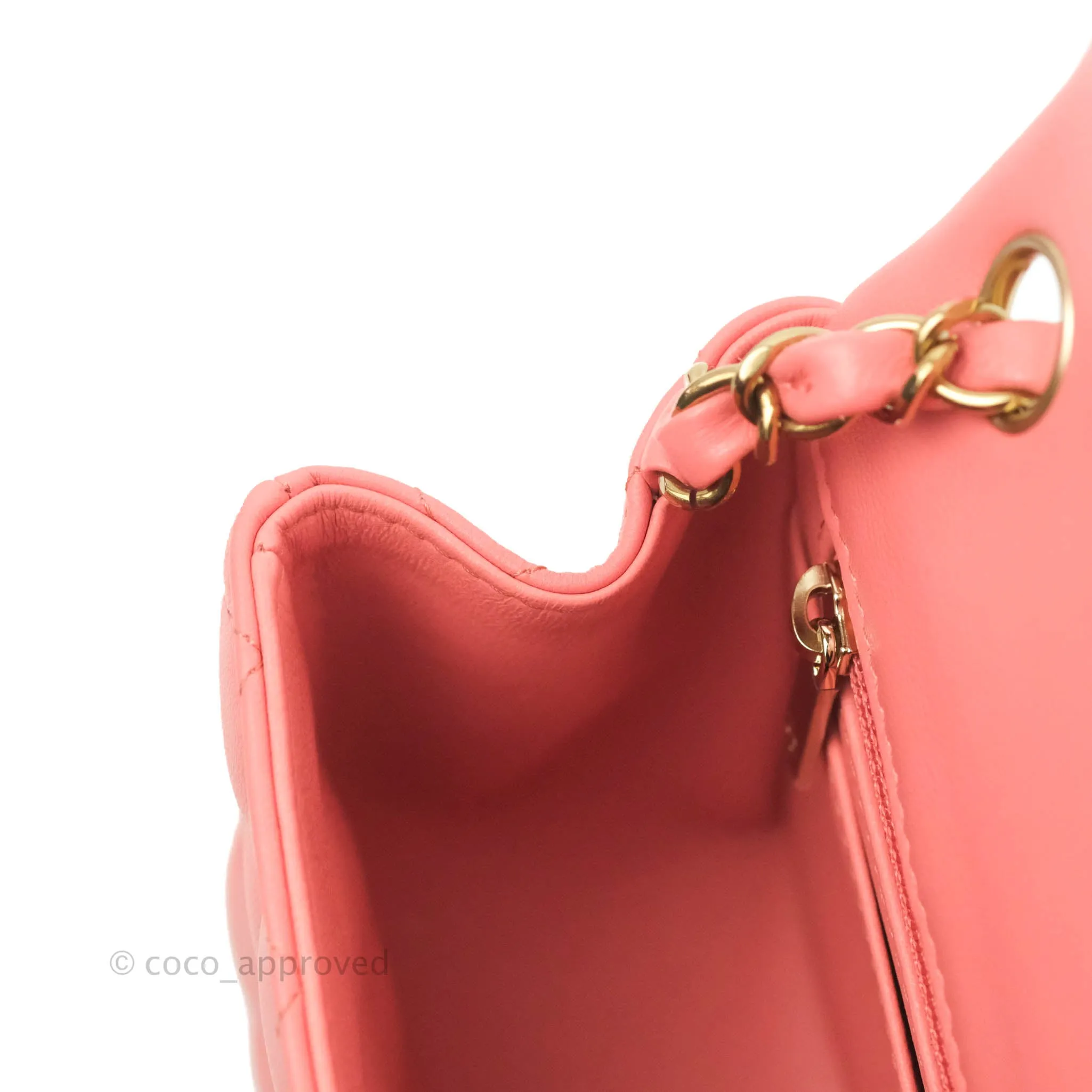 Chanel Quilted Mini Square Pink Lambskin Gold Hardware