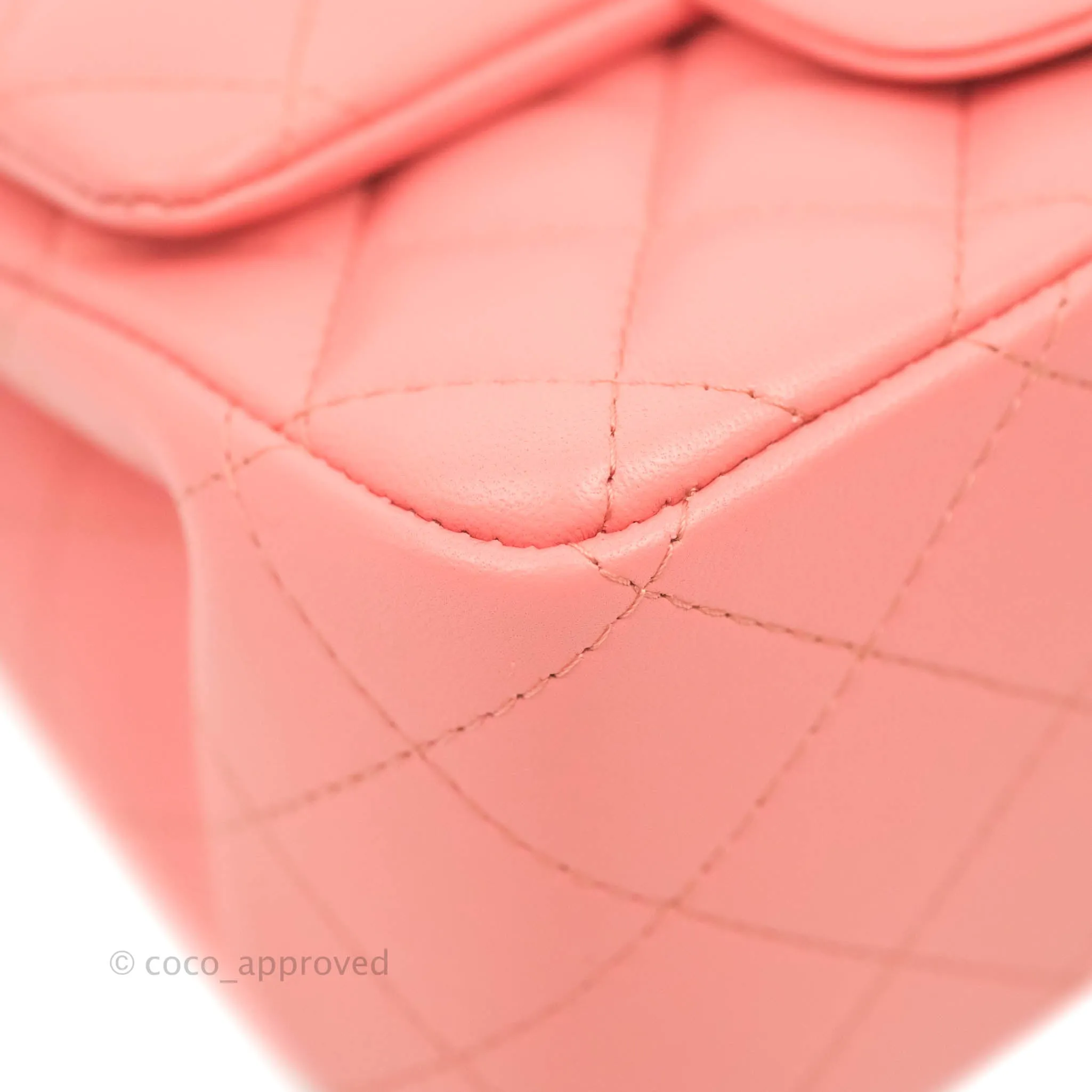 Chanel Quilted Mini Square Pink Lambskin Gold Hardware