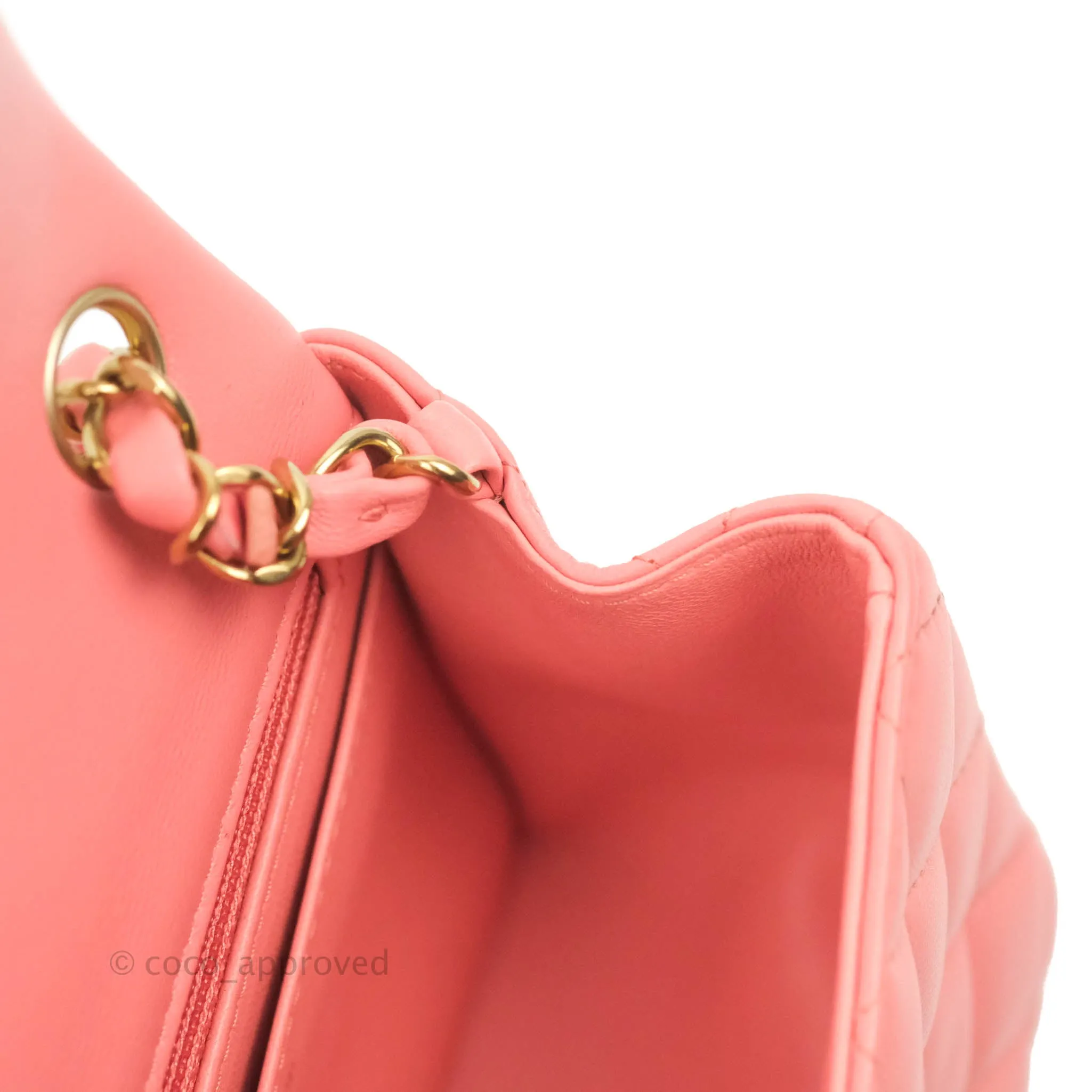 Chanel Quilted Mini Square Pink Lambskin Gold Hardware
