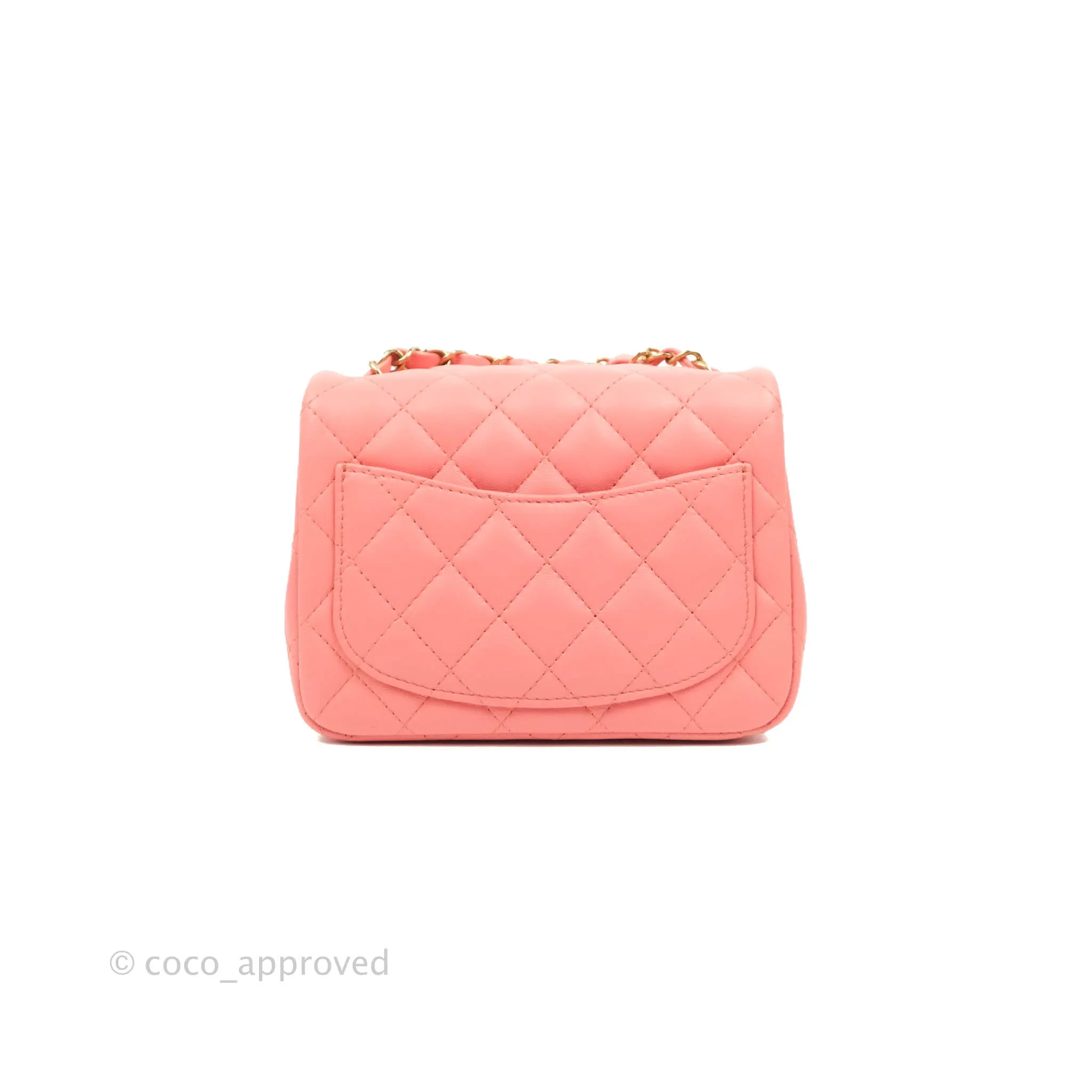 Chanel Quilted Mini Square Pink Lambskin Gold Hardware
