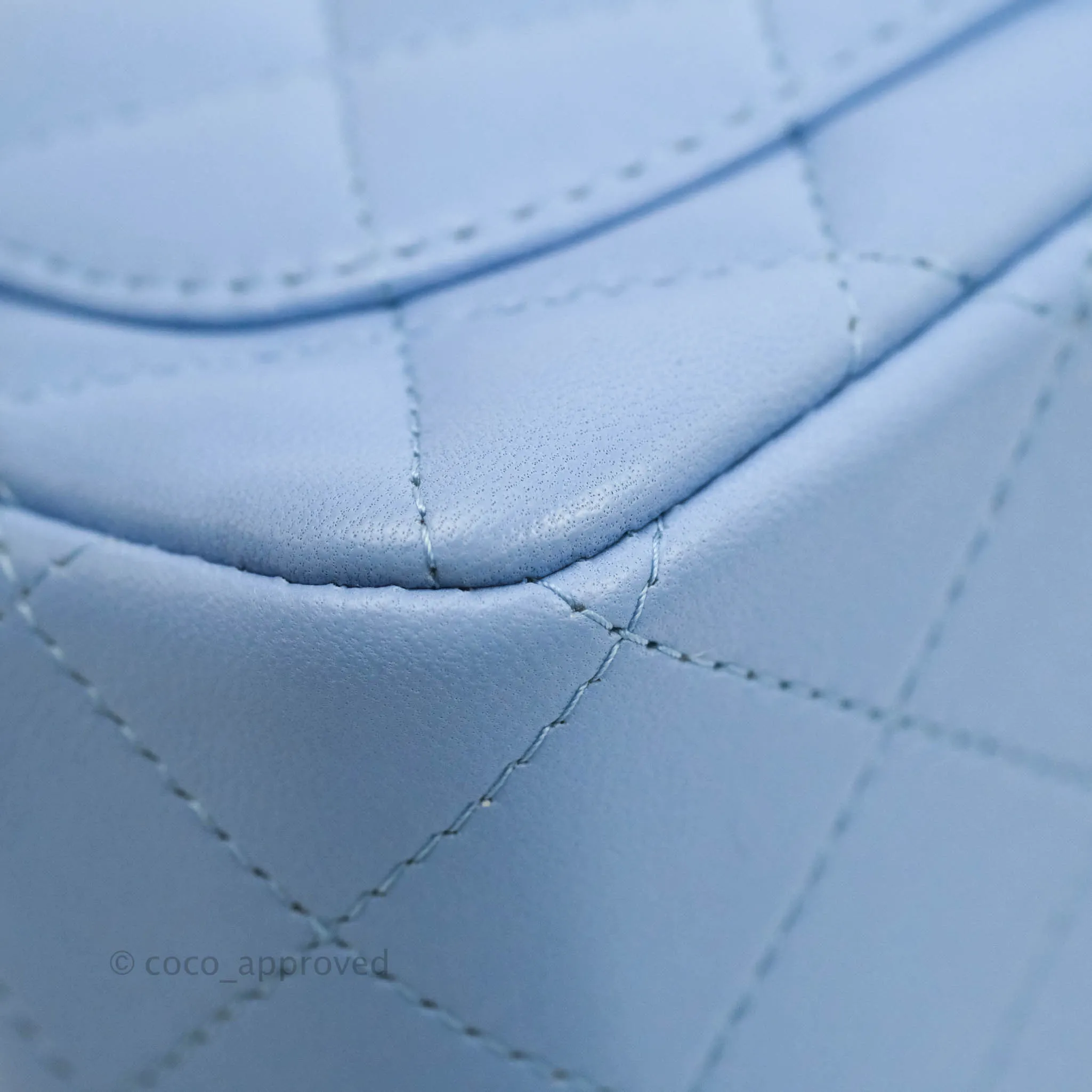 Chanel Quilted Mini Square Sky Blue Lambskin Gold Hardware 21C