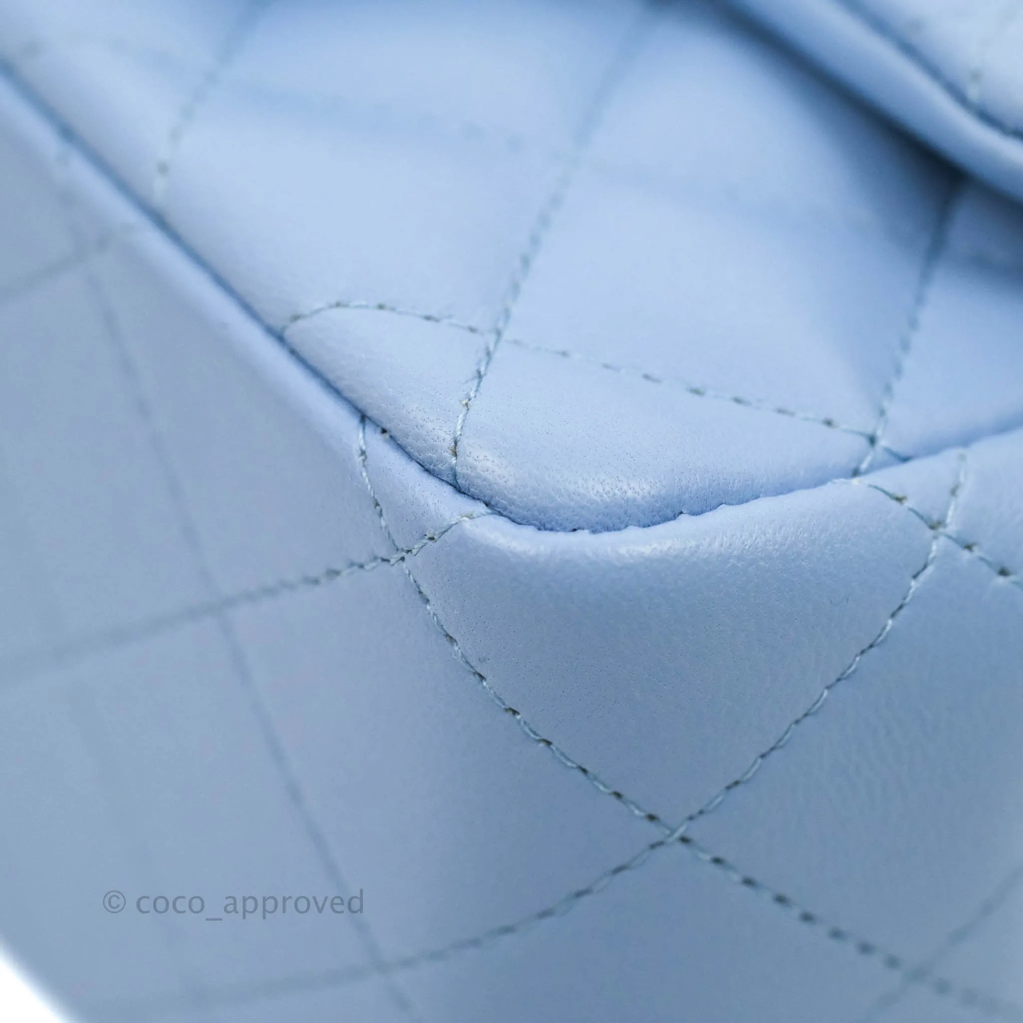 Chanel Quilted Mini Square Sky Blue Lambskin Gold Hardware 21C