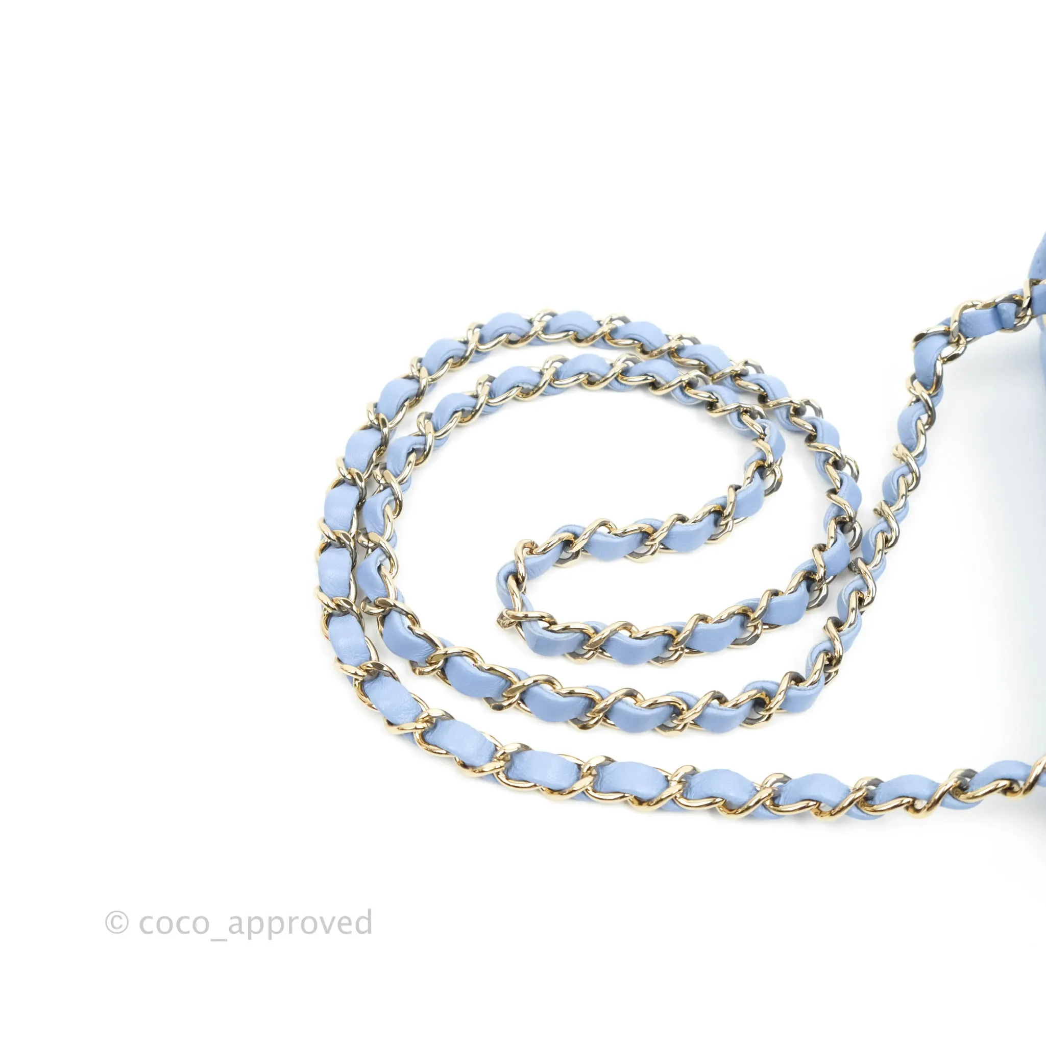 Chanel Quilted Mini Square Sky Blue Lambskin Gold Hardware 21C