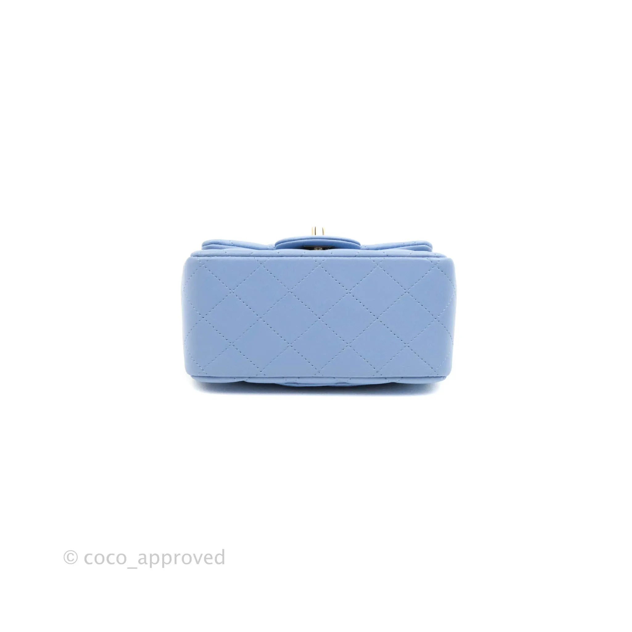 Chanel Quilted Mini Square Sky Blue Lambskin Gold Hardware 21C