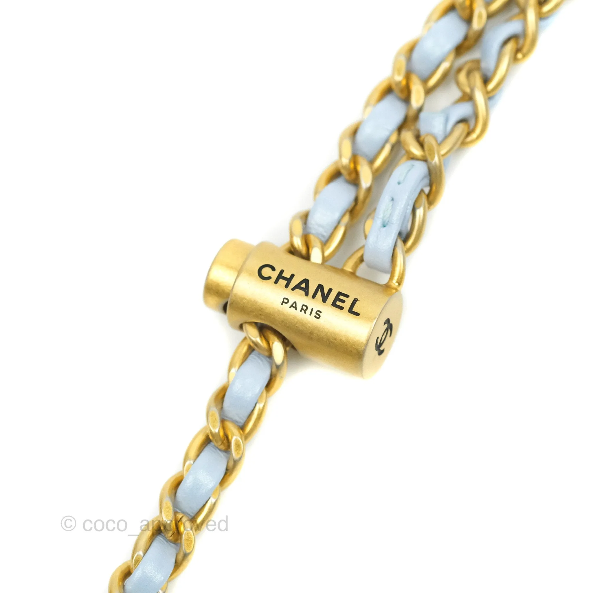 Chanel Quilted My Perfect Mini Iridescent Blue Caviar Aged Gold Hardware