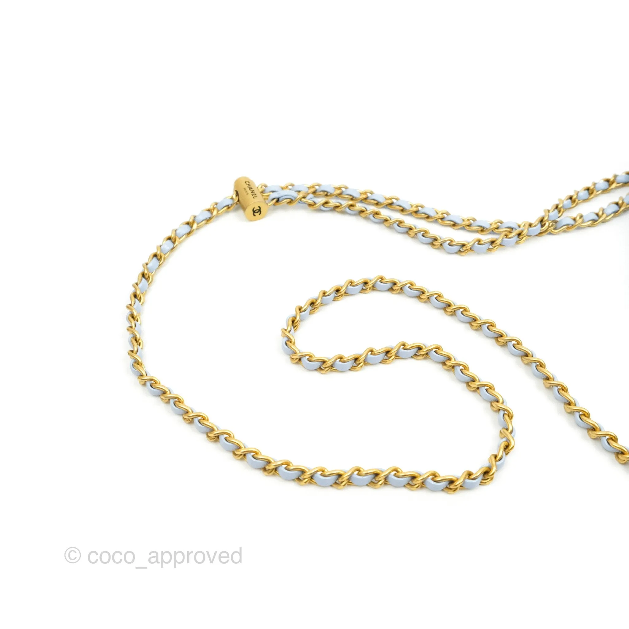 Chanel Quilted My Perfect Mini Iridescent Blue Caviar Aged Gold Hardware
