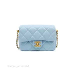 Chanel Quilted My Perfect Mini Iridescent Blue Caviar Aged Gold Hardware
