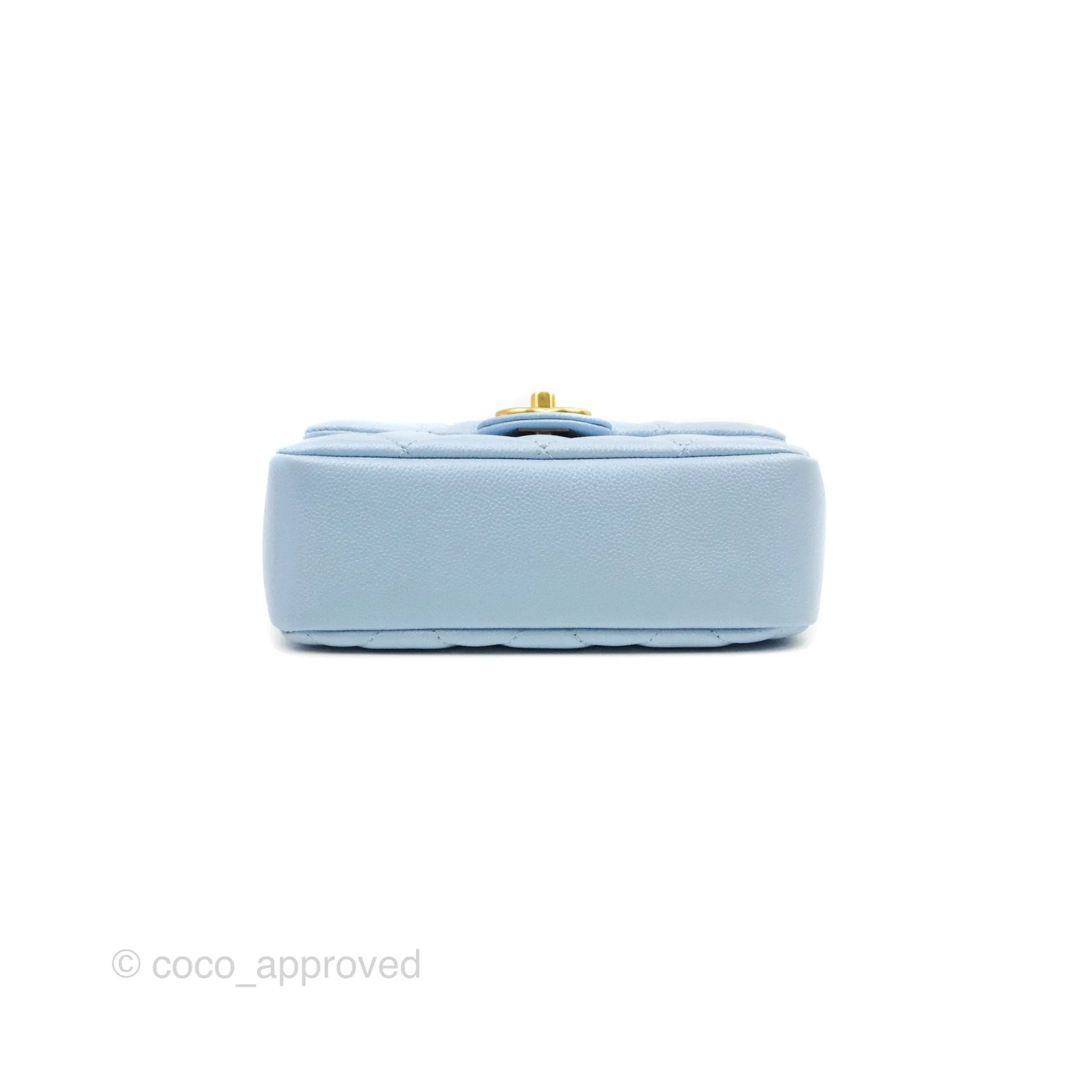 Chanel Quilted My Perfect Mini Iridescent Blue Caviar Aged Gold Hardware