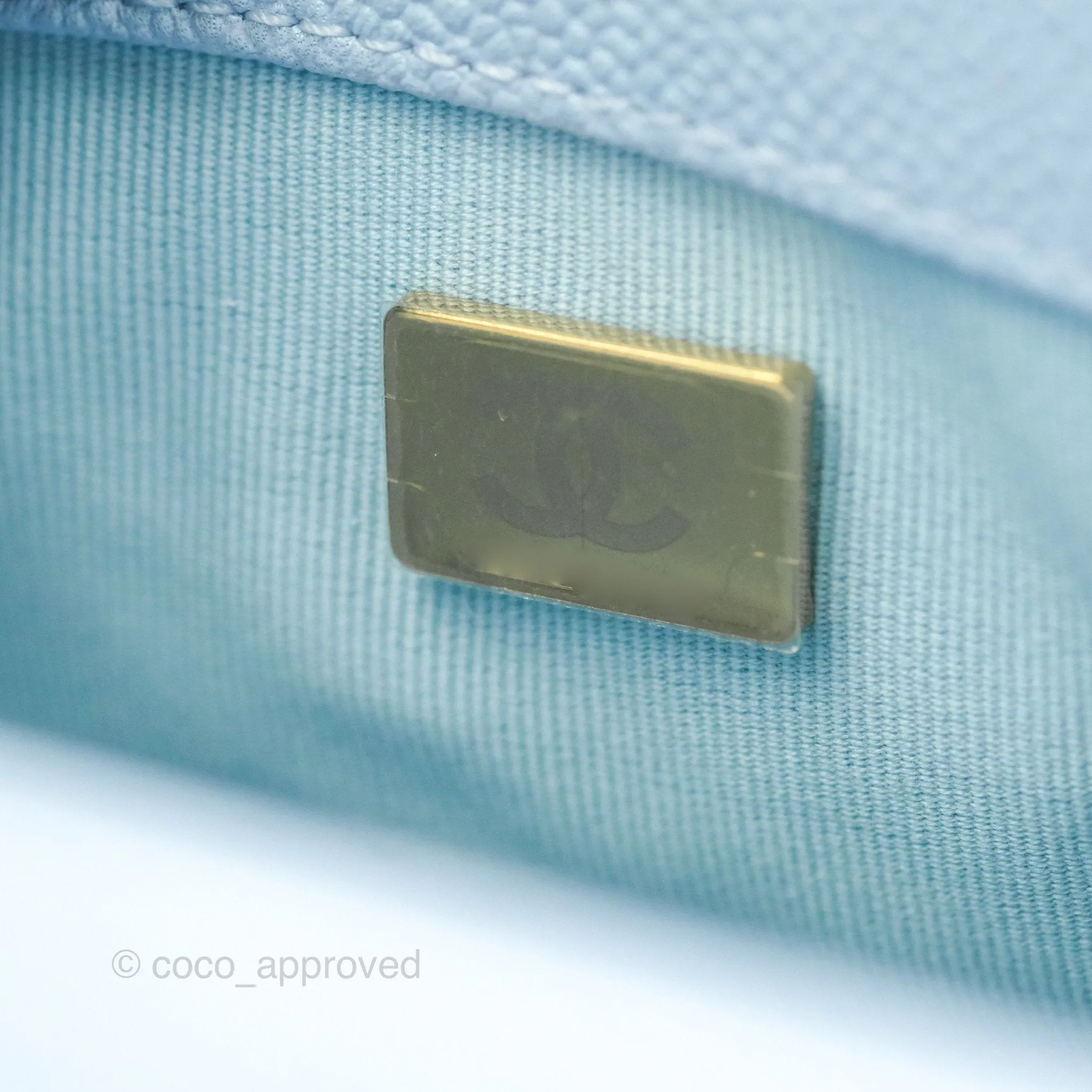 Chanel Quilted My Perfect Mini Iridescent Blue Caviar Aged Gold Hardware
