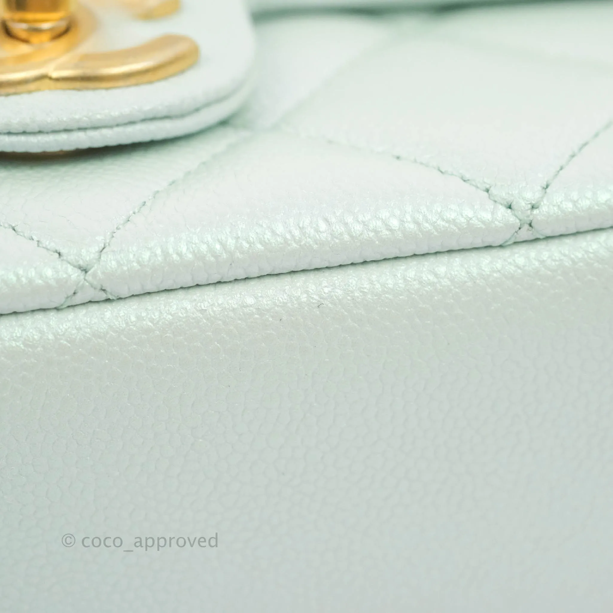 Chanel Quilted My Perfect Mini Iridescent Mint Green Caviar Aged Gold Hardware 21K