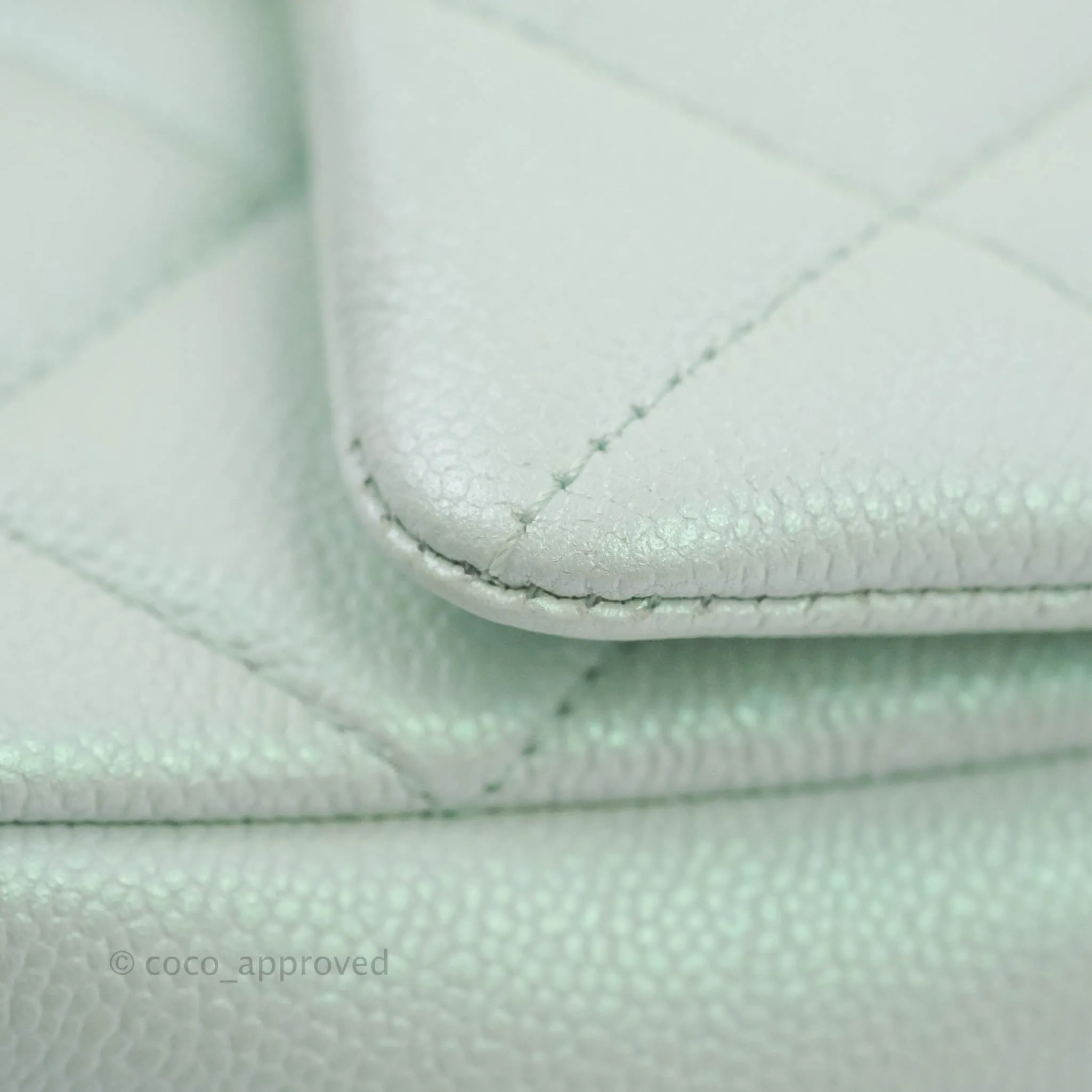 Chanel Quilted My Perfect Mini Iridescent Mint Green Caviar Aged Gold Hardware 21K