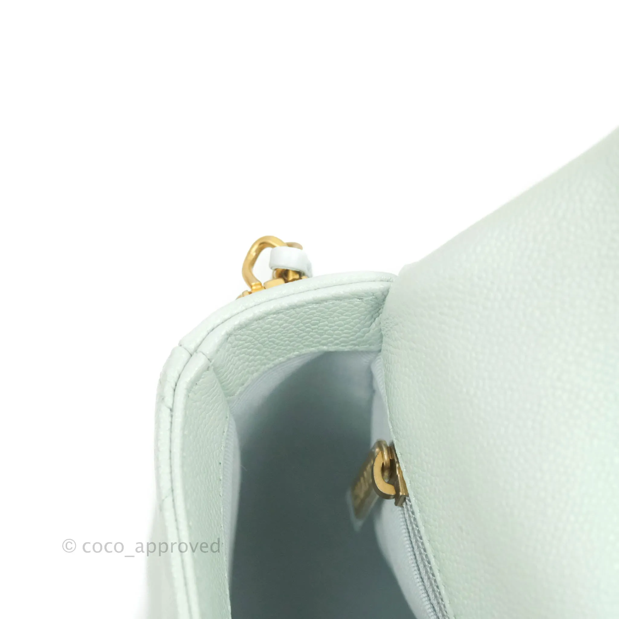 Chanel Quilted My Perfect Mini Iridescent Mint Green Caviar Aged Gold Hardware 21K