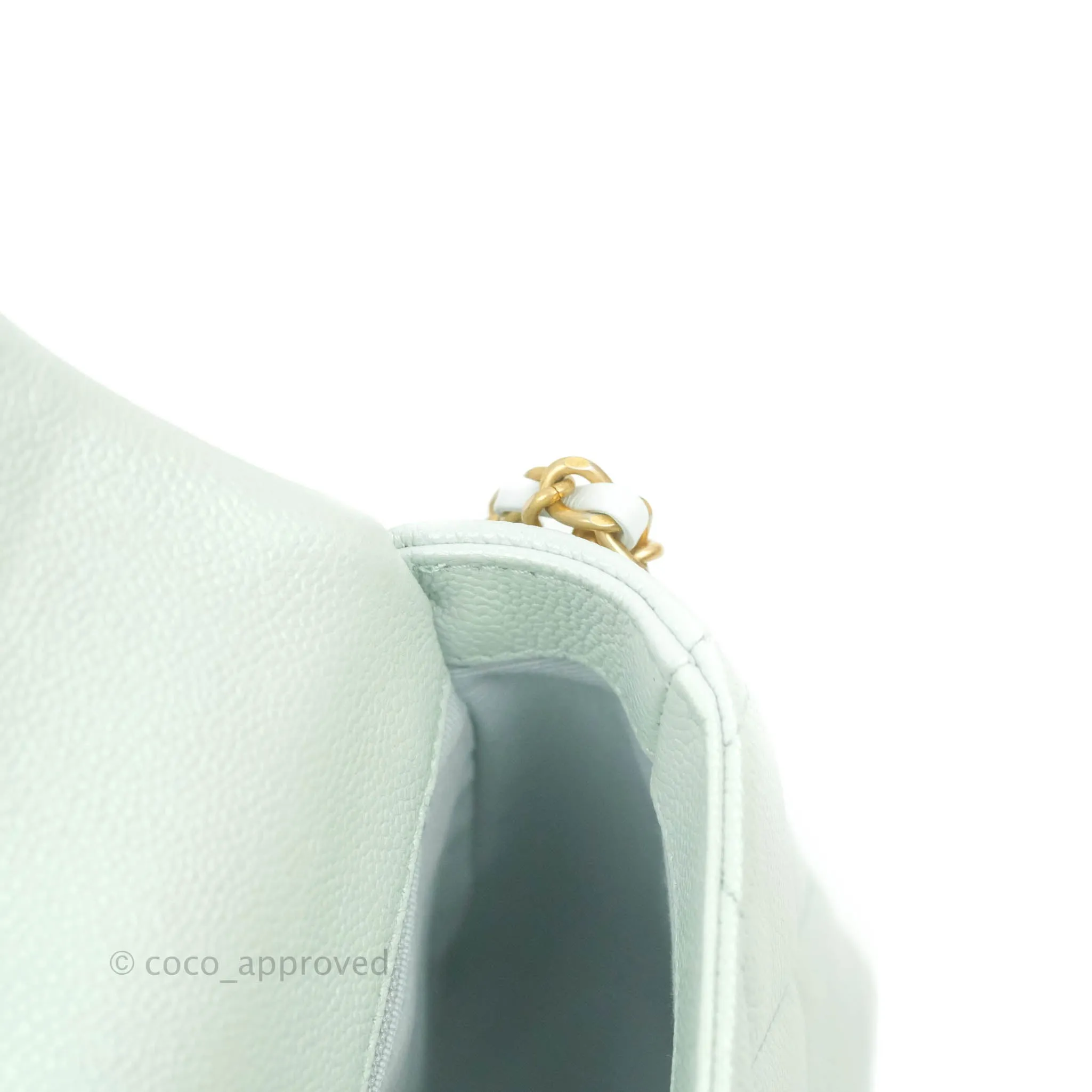 Chanel Quilted My Perfect Mini Iridescent Mint Green Caviar Aged Gold Hardware 21K