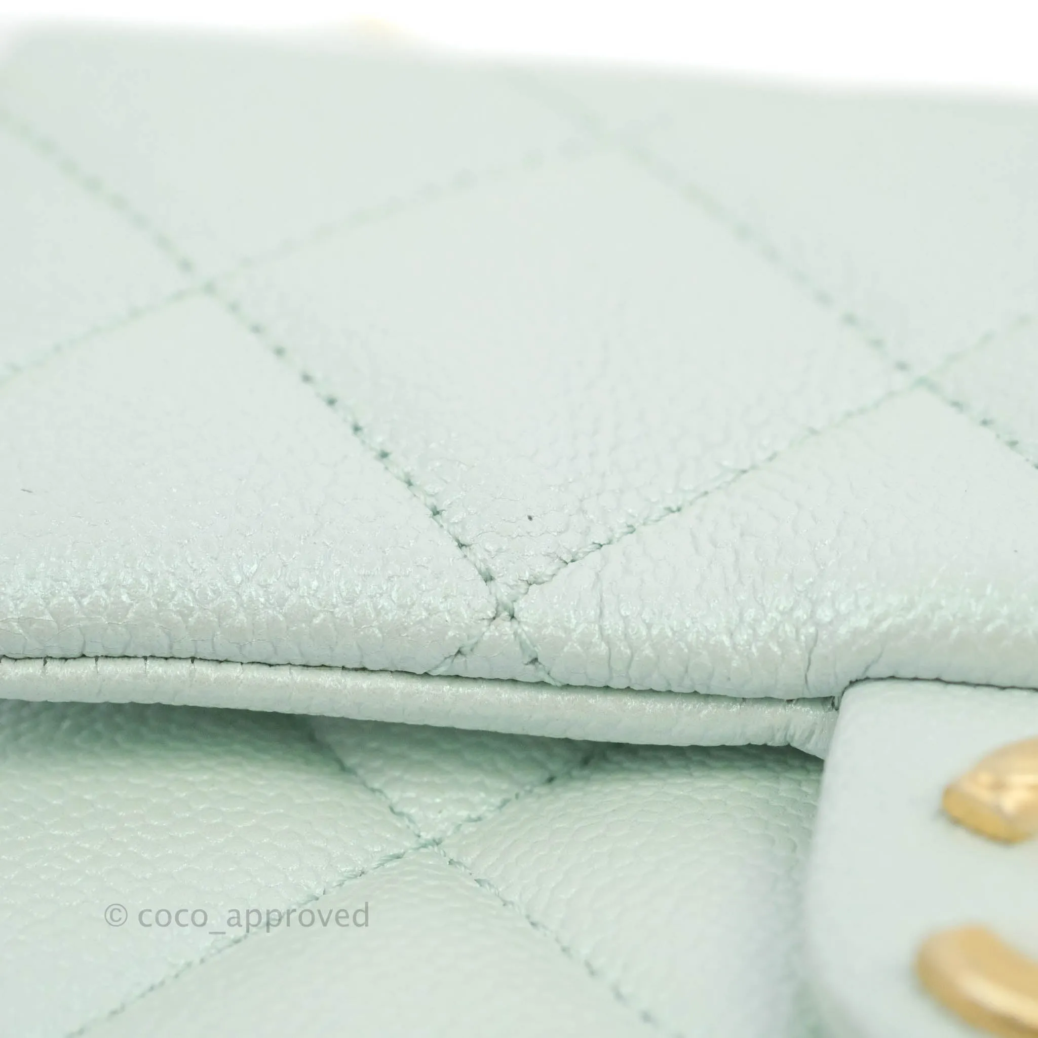 Chanel Quilted My Perfect Mini Iridescent Mint Green Caviar Aged Gold Hardware 21K
