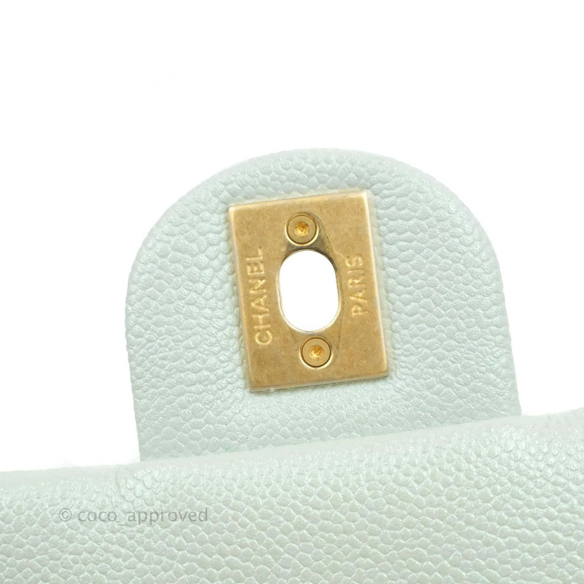 Chanel Quilted My Perfect Mini Iridescent Mint Green Caviar Aged Gold Hardware 21K