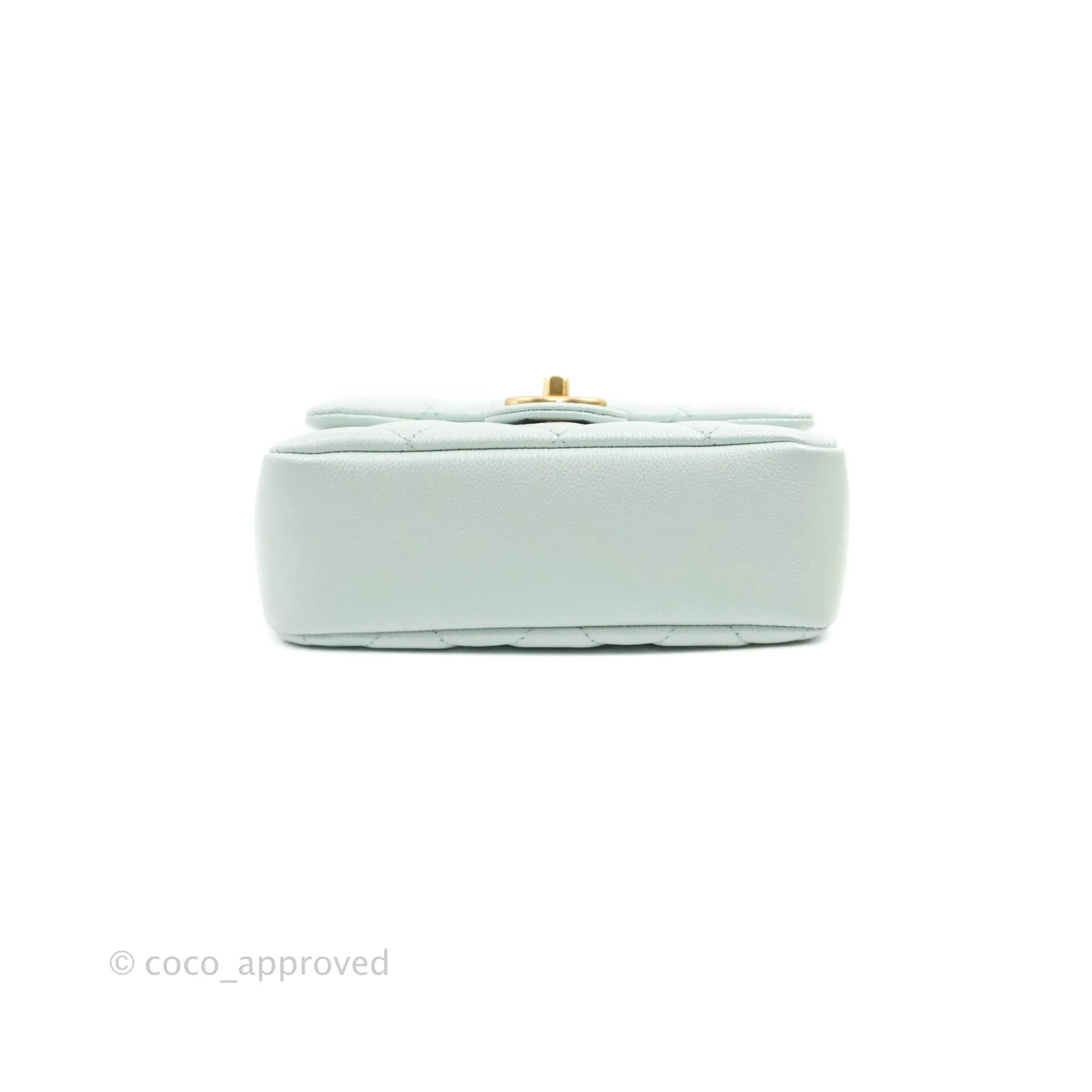 Chanel Quilted My Perfect Mini Iridescent Mint Green Caviar Aged Gold Hardware 21K