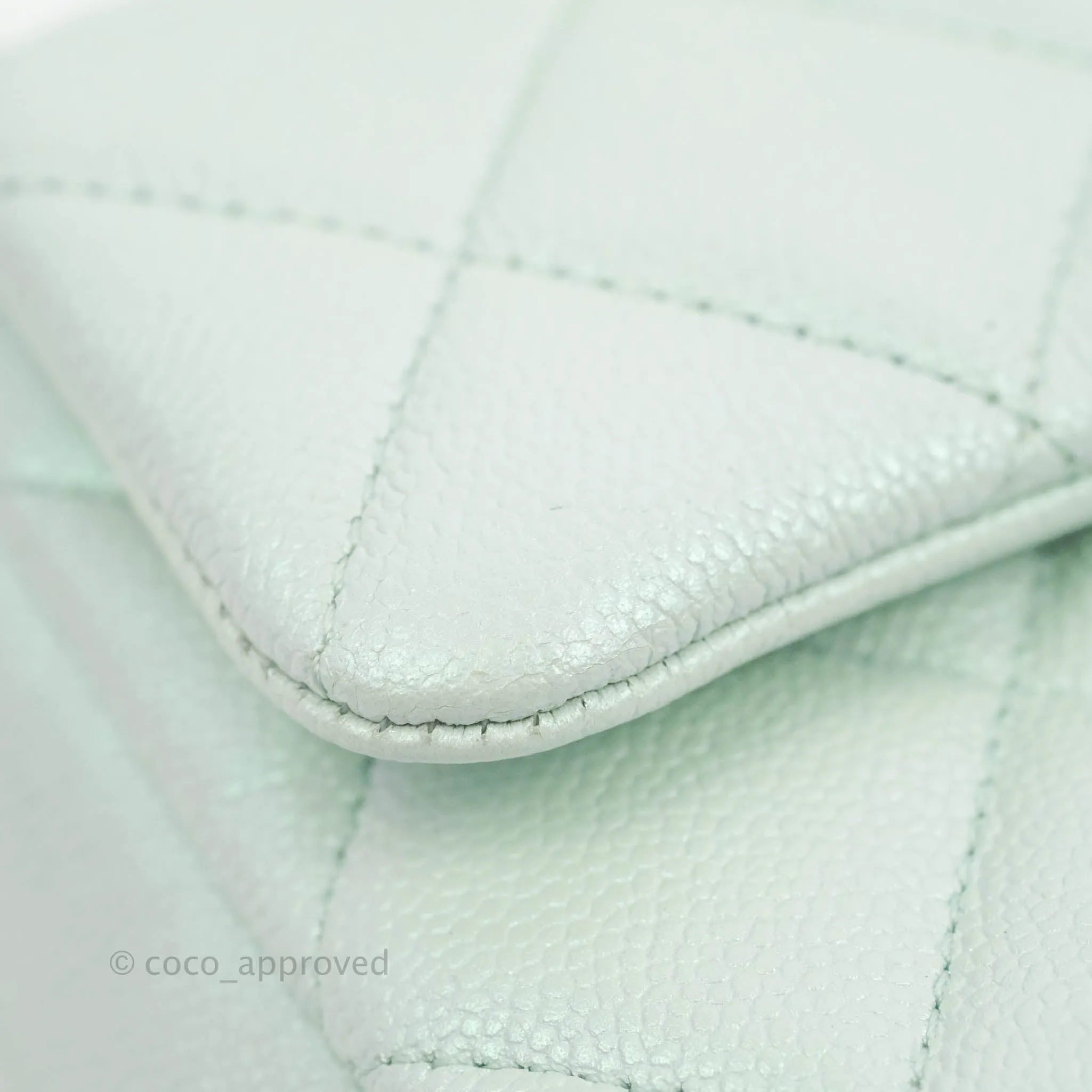 Chanel Quilted My Perfect Mini Iridescent Mint Green Caviar Aged Gold Hardware 21K