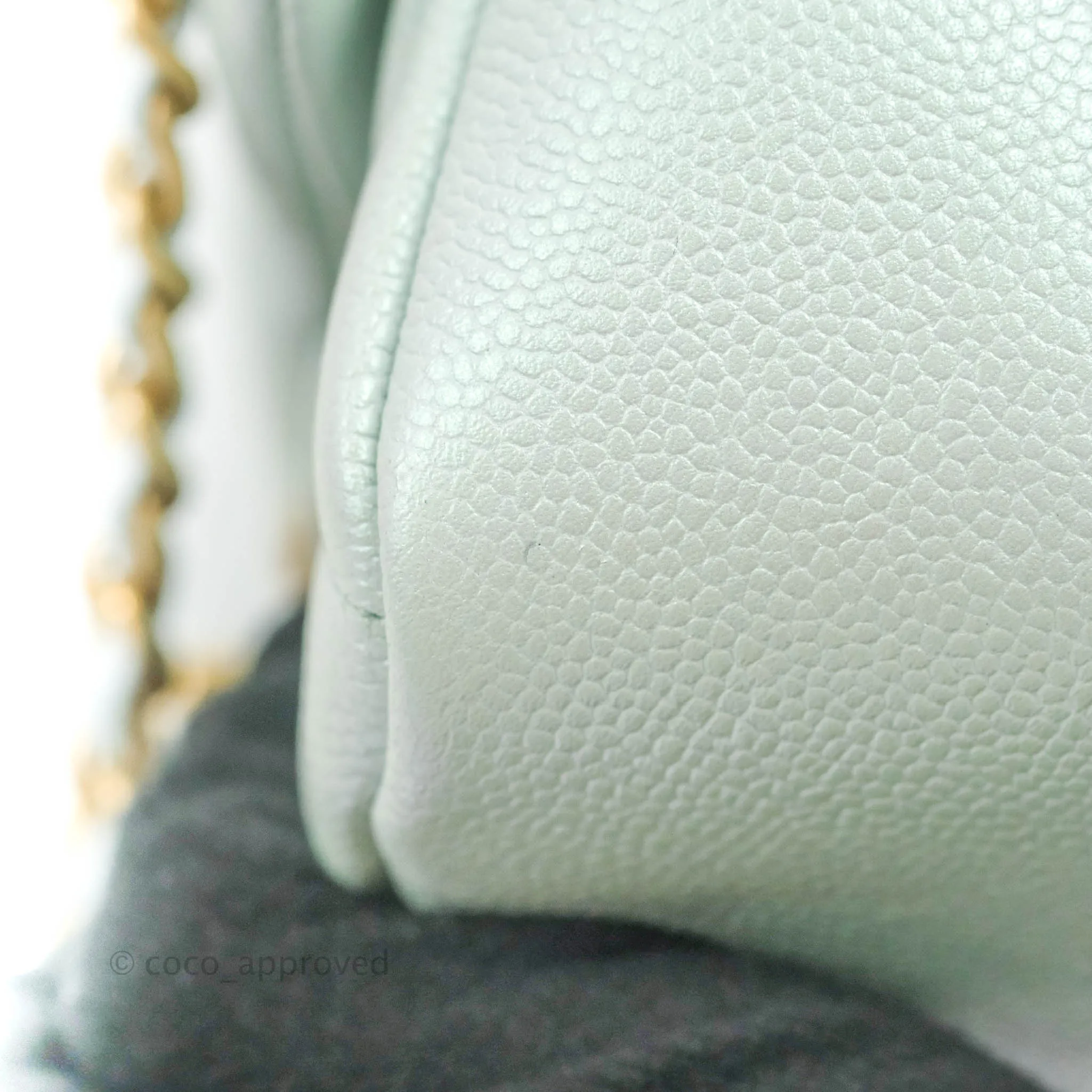 Chanel Quilted My Perfect Mini Iridescent Mint Green Caviar Aged Gold Hardware 21K
