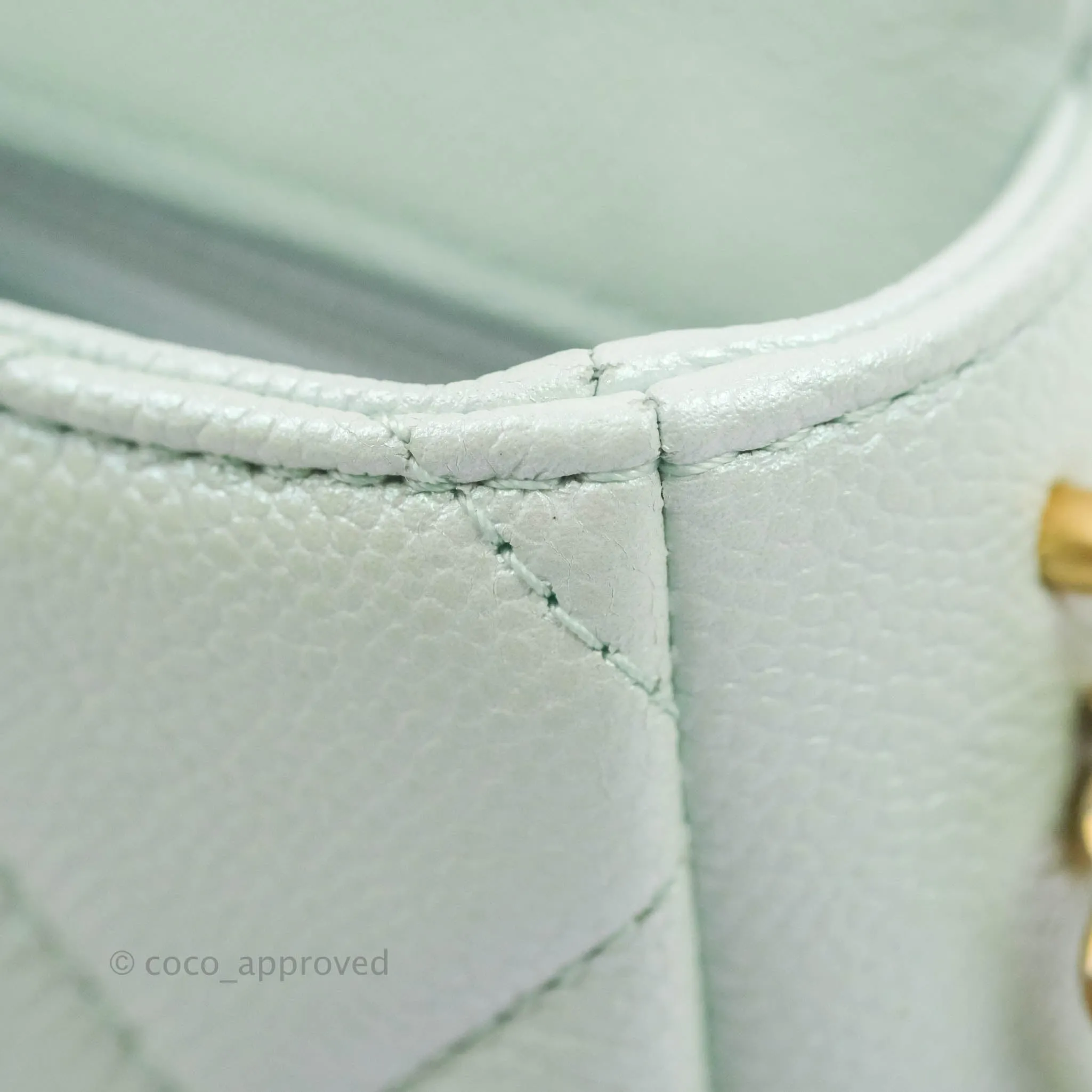 Chanel Quilted My Perfect Mini Iridescent Mint Green Caviar Aged Gold Hardware 21K